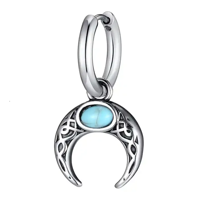 Crescent Turquoise - Herreørering i rustfrit stål