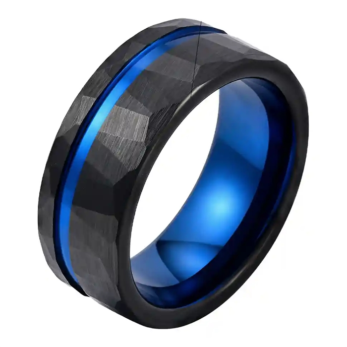 Obsidian Blue tungstenring til mænd