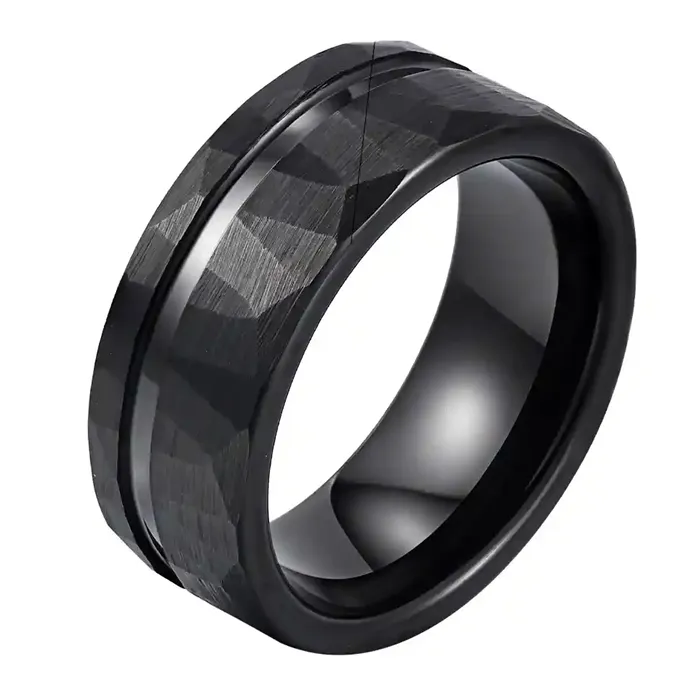 Obsidian Edge tungstenring til mænd