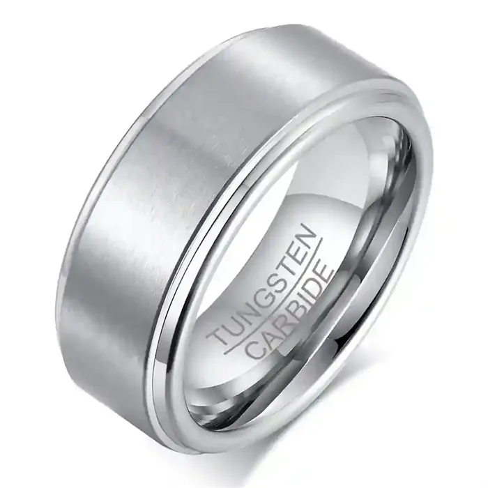 Silvercore Tungsten Ring - 8 mm børstet stålfinish