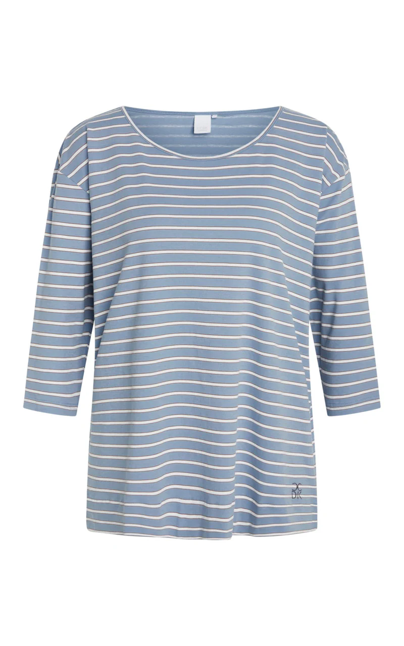 Janis T-shirt. Faded Denim Stripe