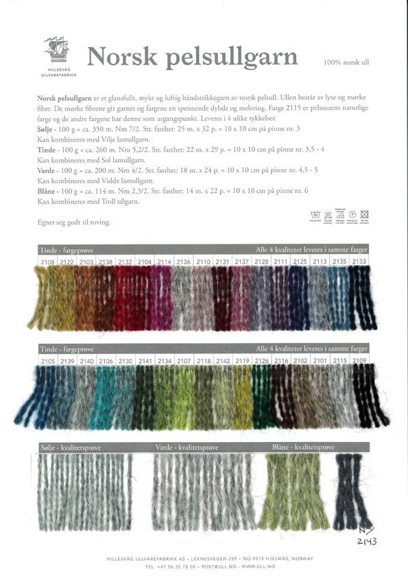 Farvekort Blåne, Varde, Tinde og Sølje - Garn - Hillesvåg