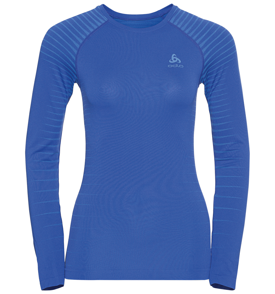 Odlo Women's Syntetisk L/S Baselayer TOP Crew - Blå-Large