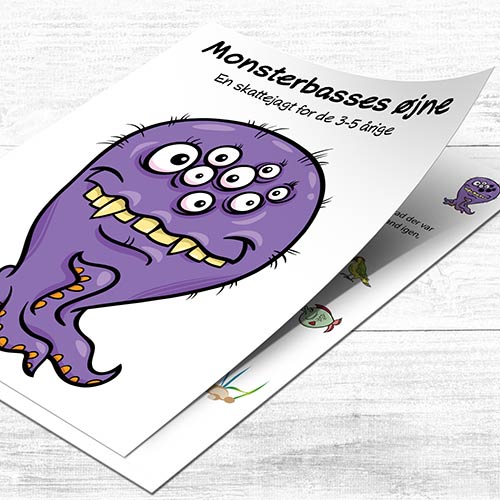 Monsterbasses øjne, skattejagt for børn 3-5 år