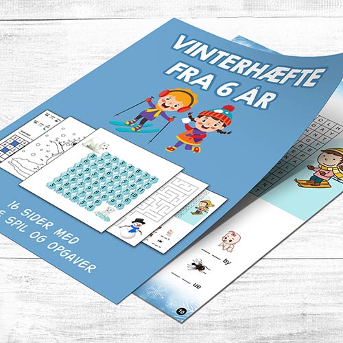 Vinterhæfte med opgaver og spil fra 6 år