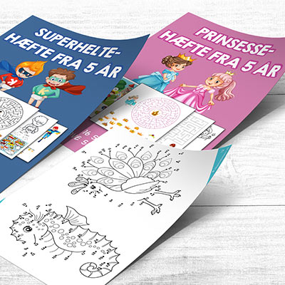 TILBUD: 3 opgavehæfter Superhelte, Prinsesserog Prik til prik