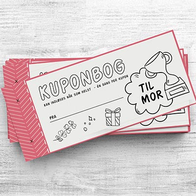 Gavekort til mor - lad børnene selv udfylde og farvelægge