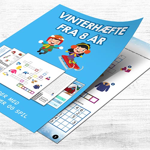 Vinterhæfte med opgaver og spil fra 8 år