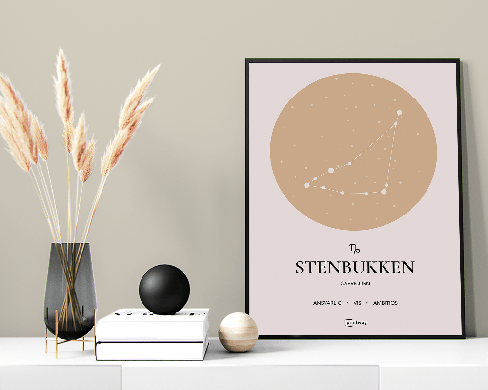 Stenbukken Stjernetegn Plakat Guld 60×84 cm (A1)