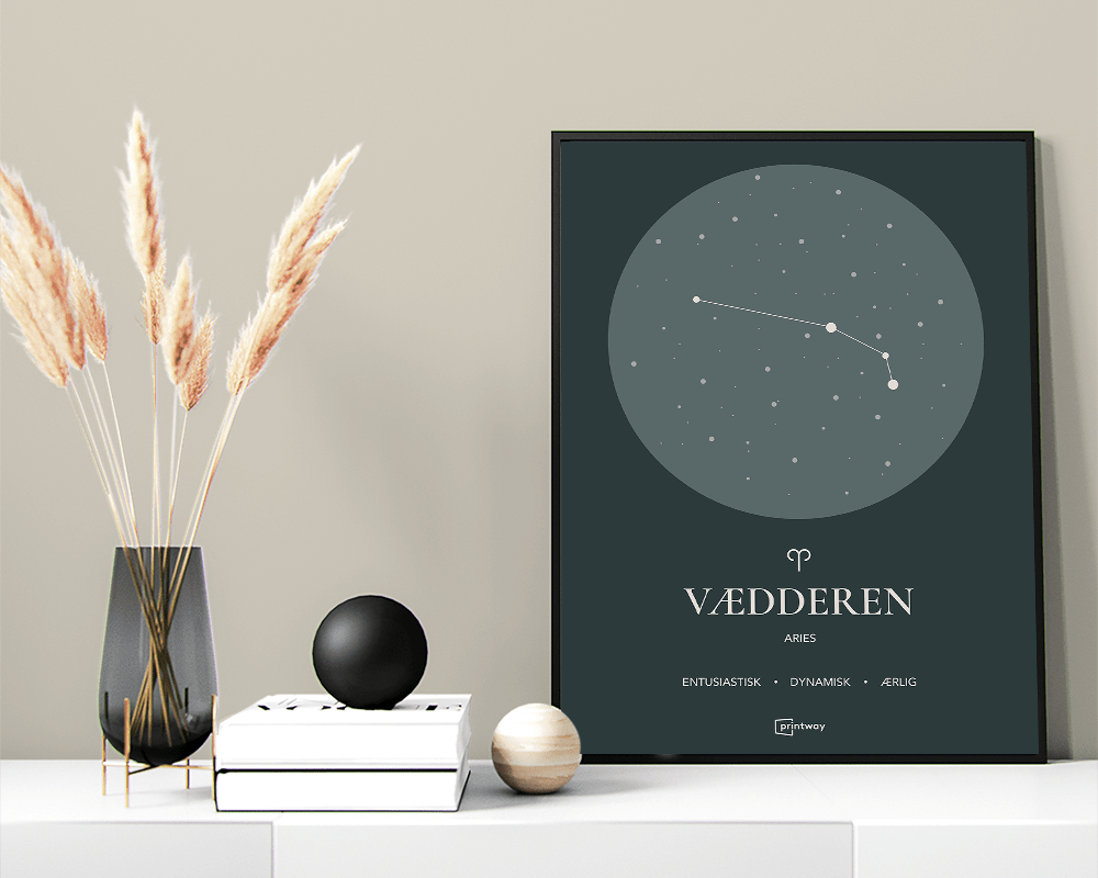 Vædderen Stjernetegn Plakat Skovgrøn 42×60 cm (A2)