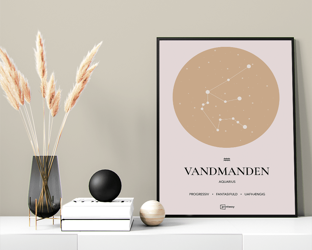 Vandmanden Stjernetegn Plakat Guld 60×84 cm (A1)