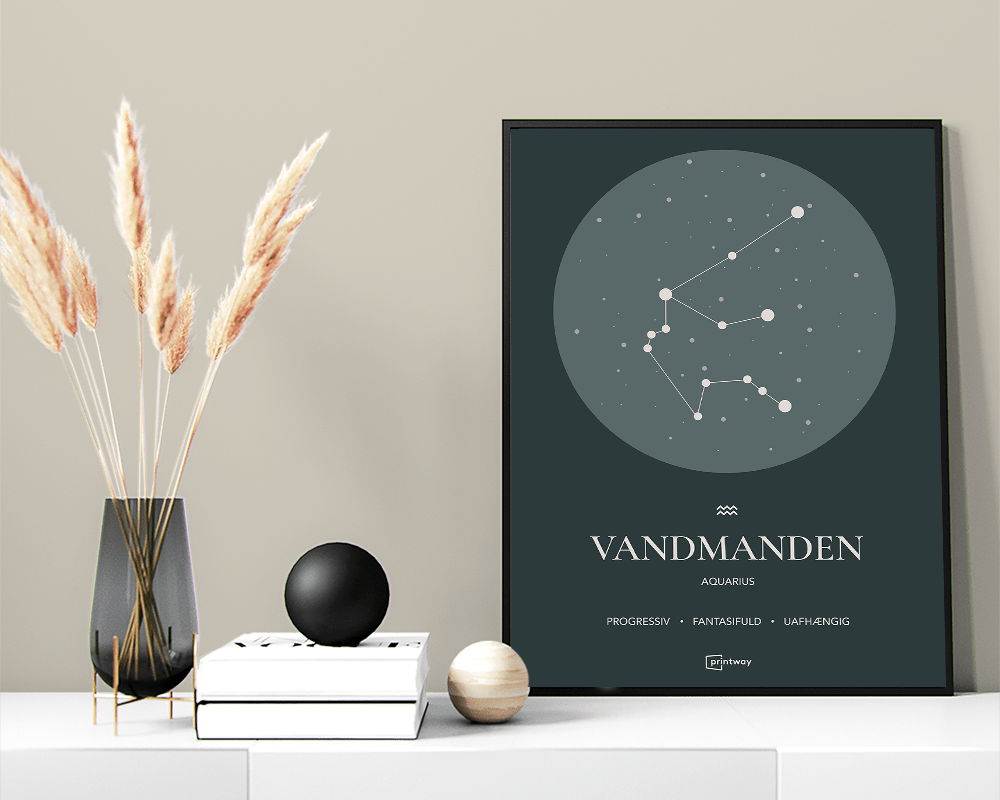 Vandmanden Stjernetegn Plakat Skovgrøn 60×84 cm (A1)