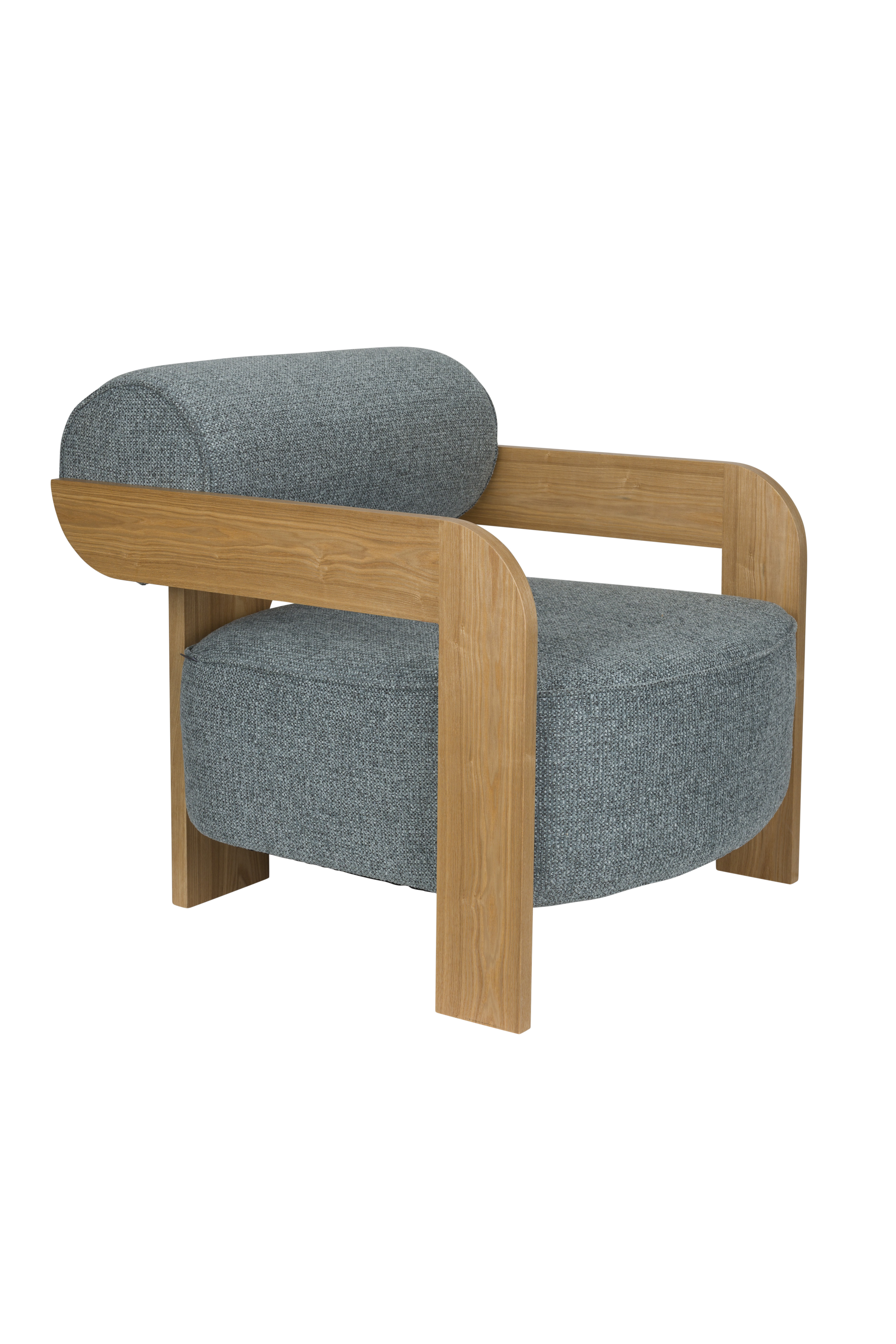 ZUIVER Oolong loungestol, m. armlæn - havblå polyester og asketræ