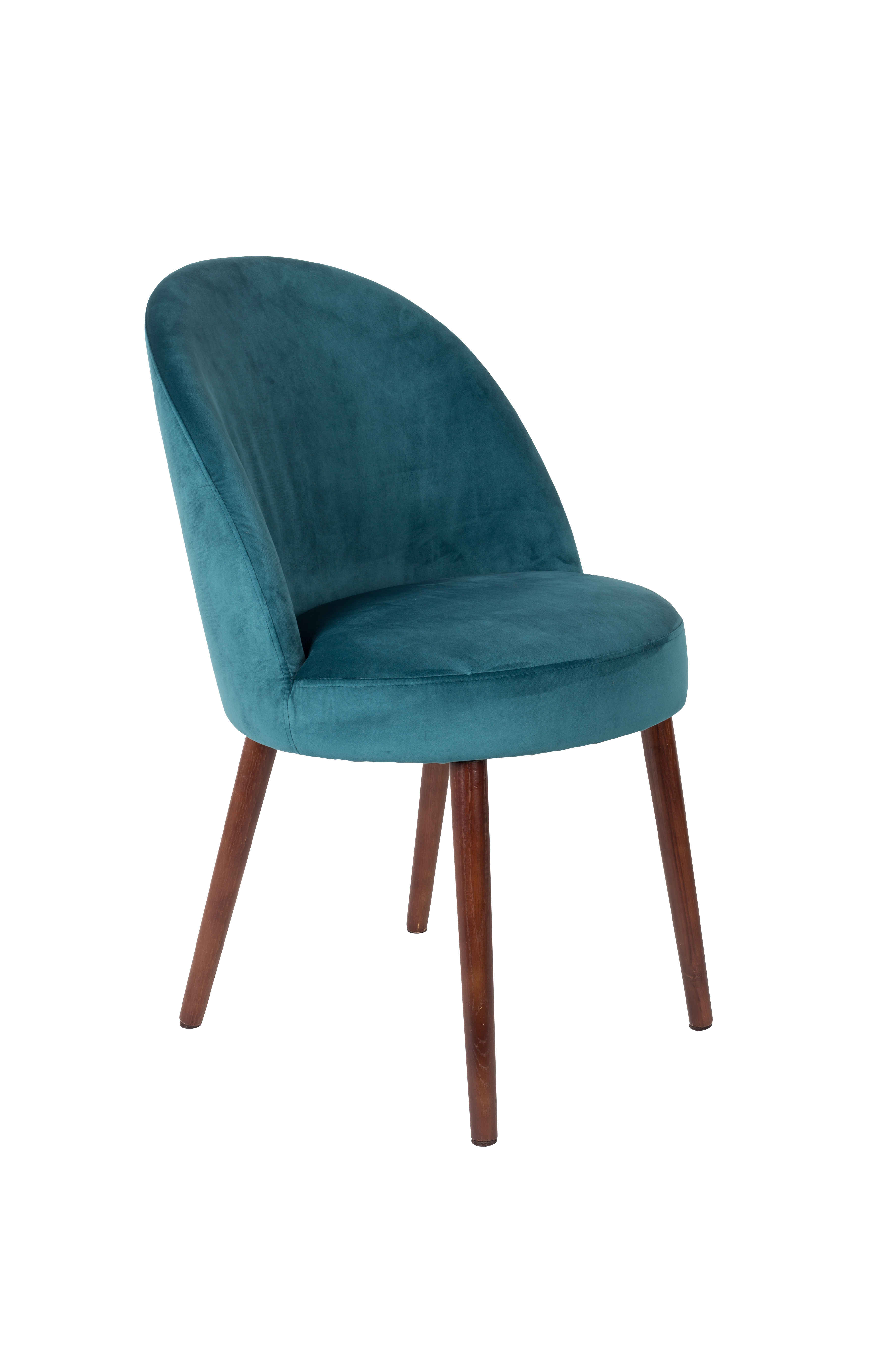 DUTCHBONE Barbara spisebordsstol - grøn fløjl stof og brun bøgetræ