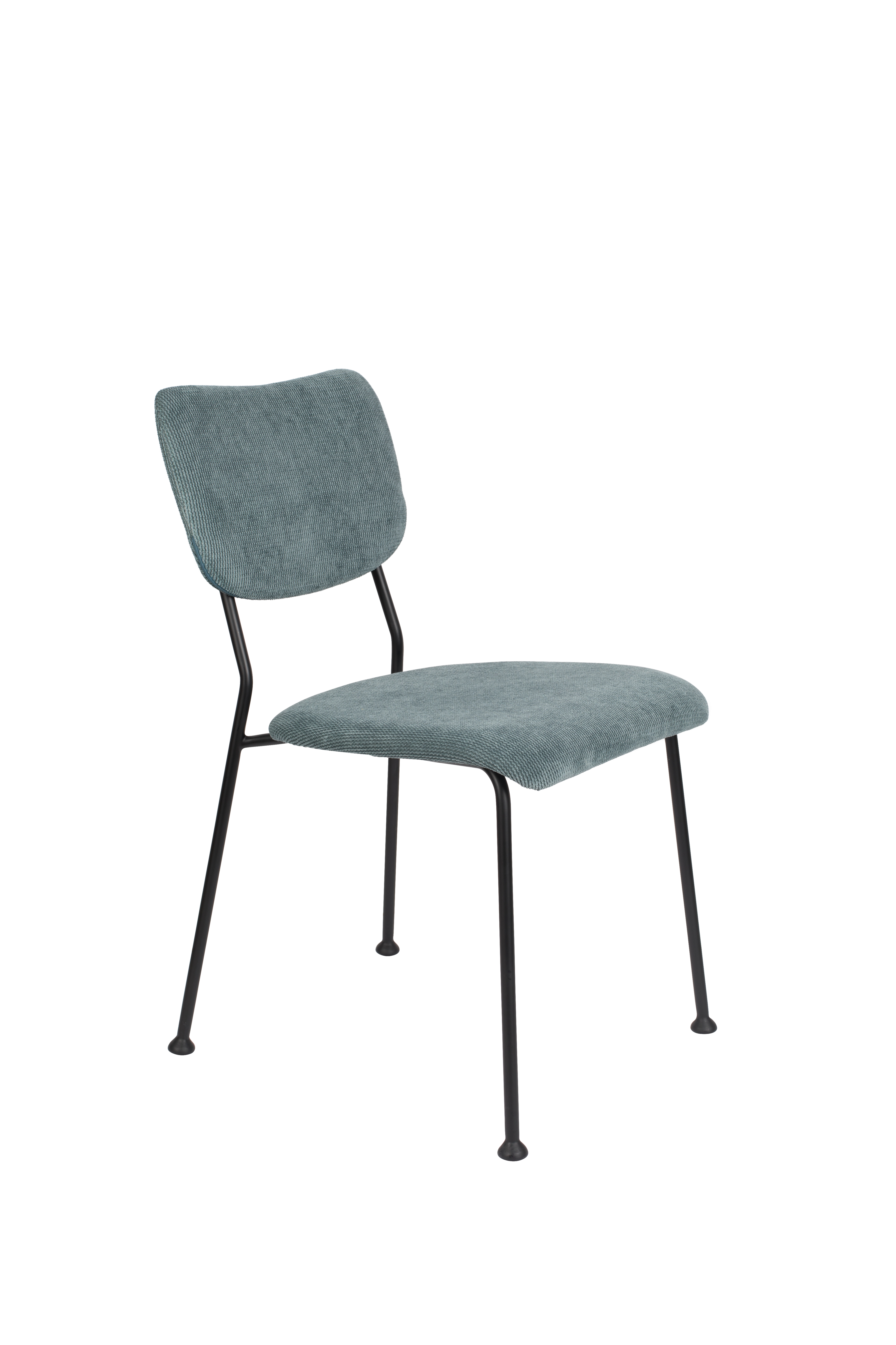 ZUIVER Benson spisebordsstol - grå blå fløjl polyester/nylon og sort stål