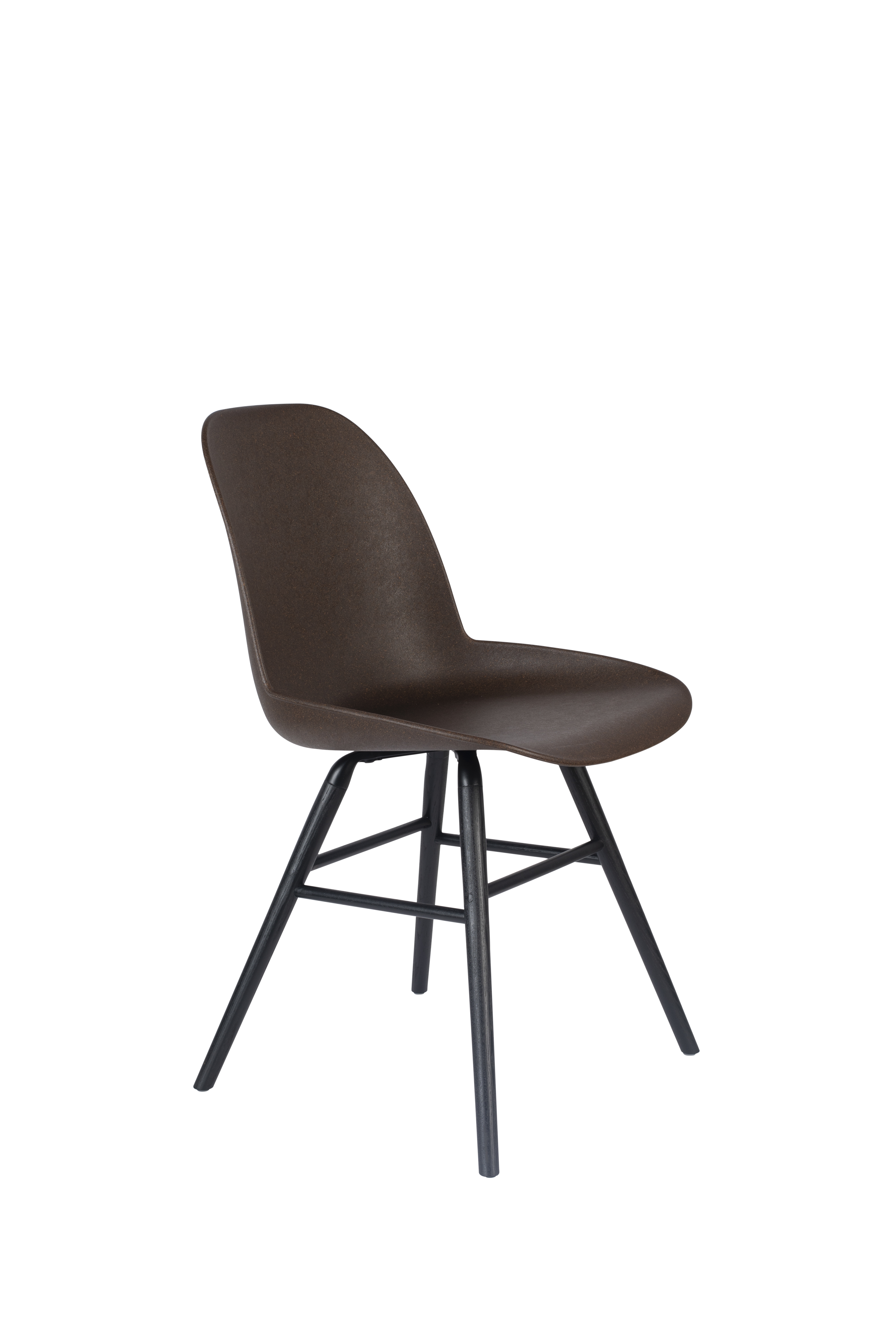 ZUIVER Albert Kuip spisebordsstol - brun plastik/genanvendt kaffegrums og sort asketræ