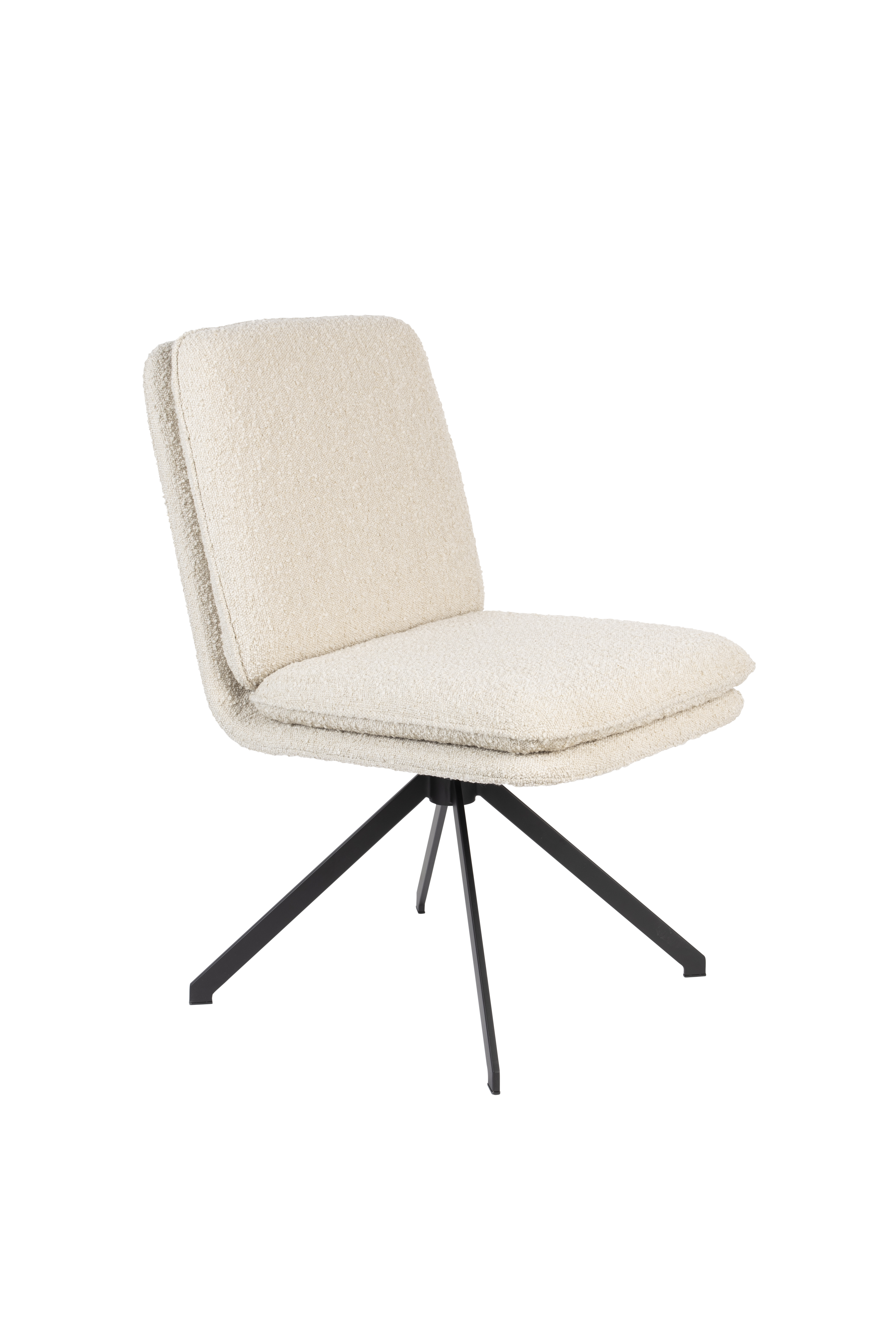 ZUIVER Tyler spisebordsstol, m. drejefunktion - hvid bouclé stof og sort stål