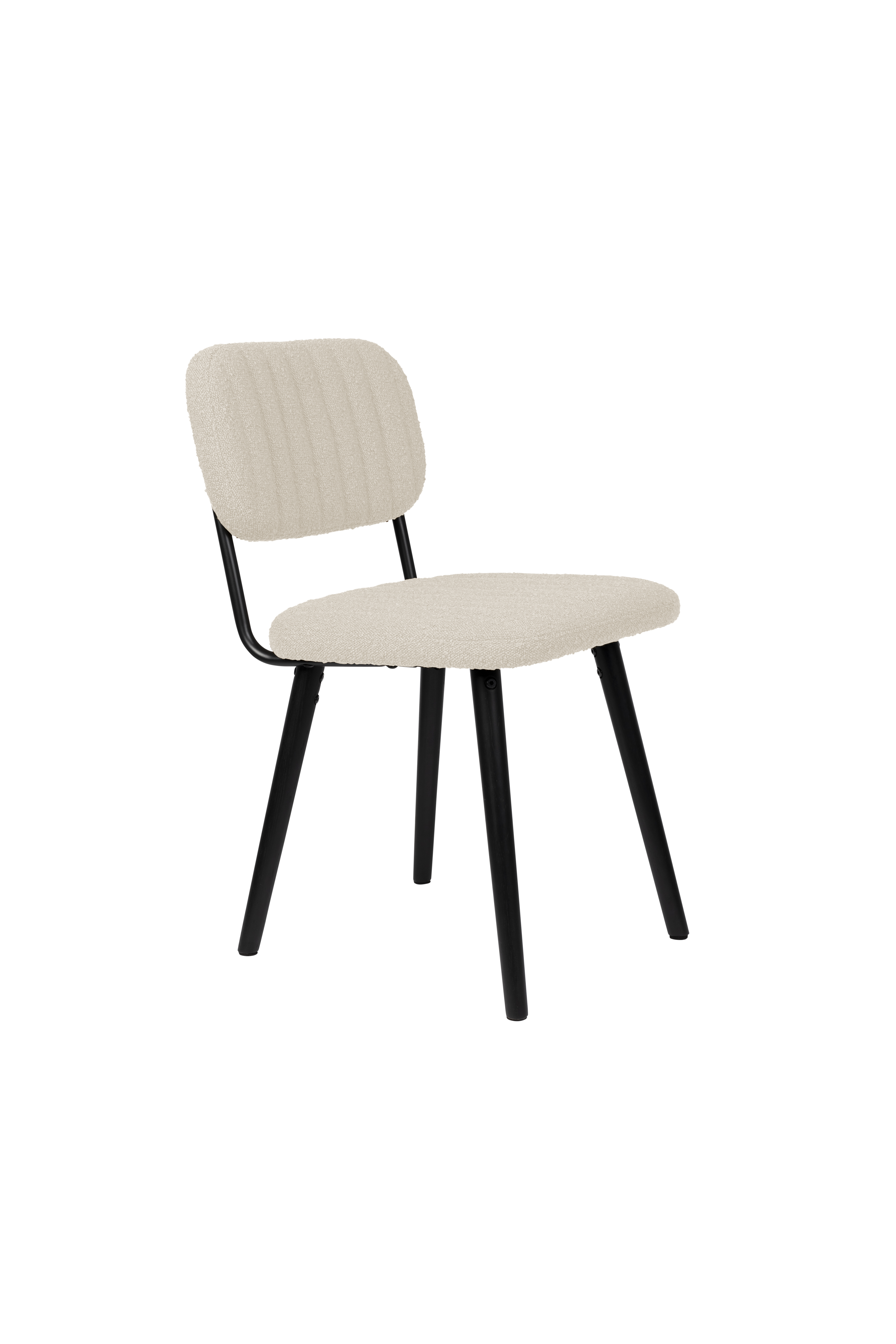 WHITE LABEL LIVING Jake spisebordsstol - offwhite bouclé og egetræ