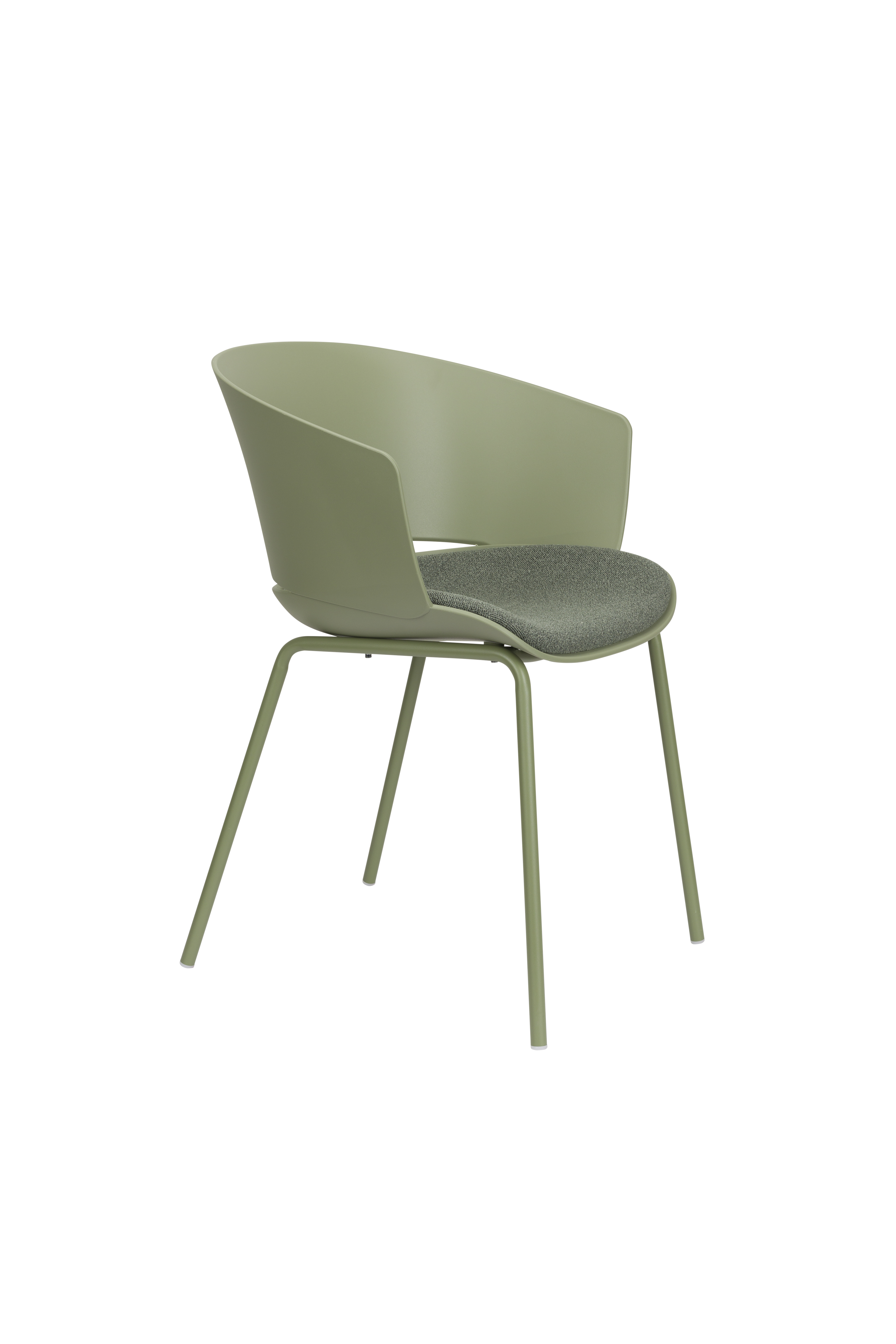 WHITE LABEL LIVING Jessica spisebordsstol, m. armlæn - grøn polypropylen/polyester/metal