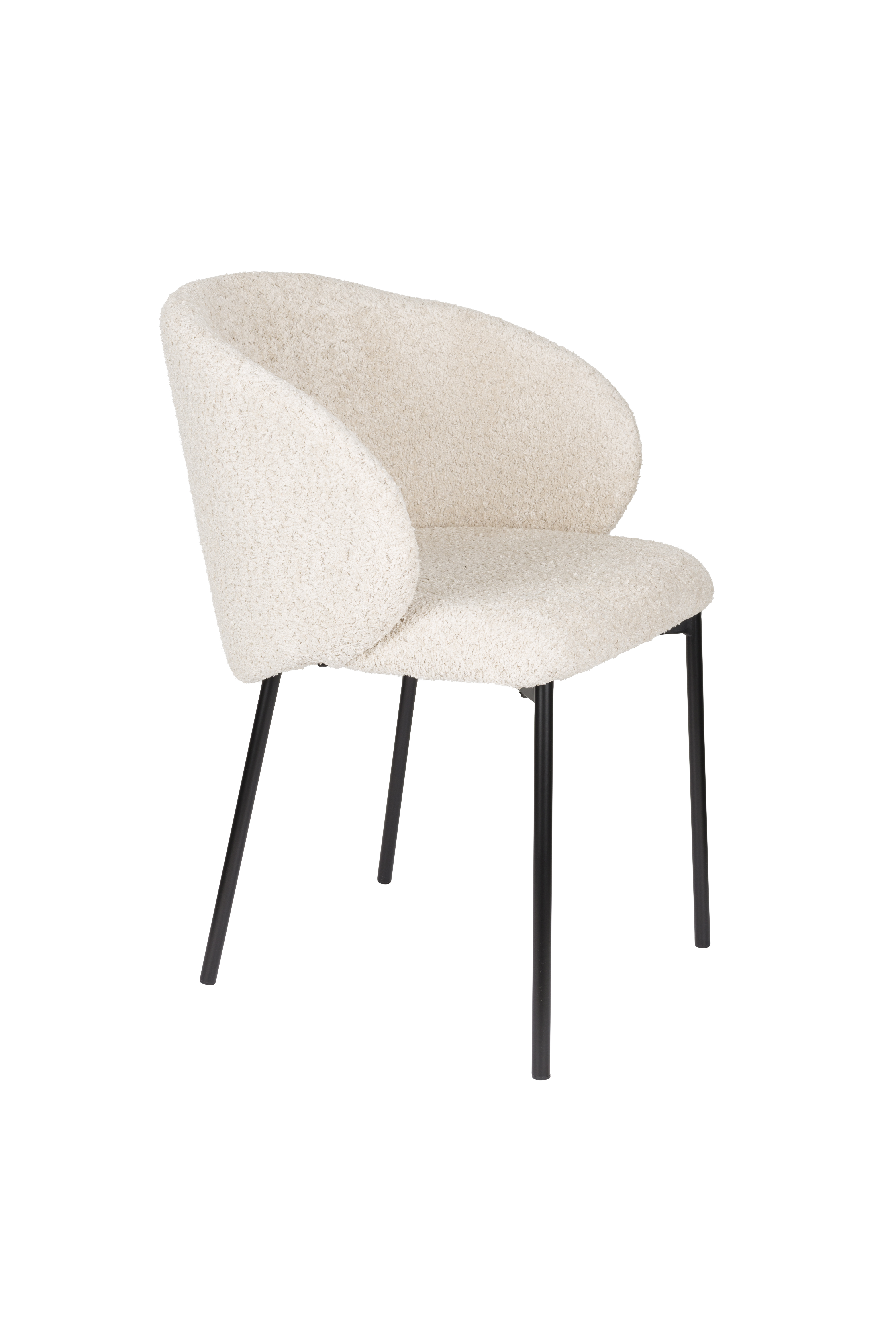 WHITE LABEL LIVING Ayle spisebordsstol, m. armlæn - offwhite polyester og sort jern