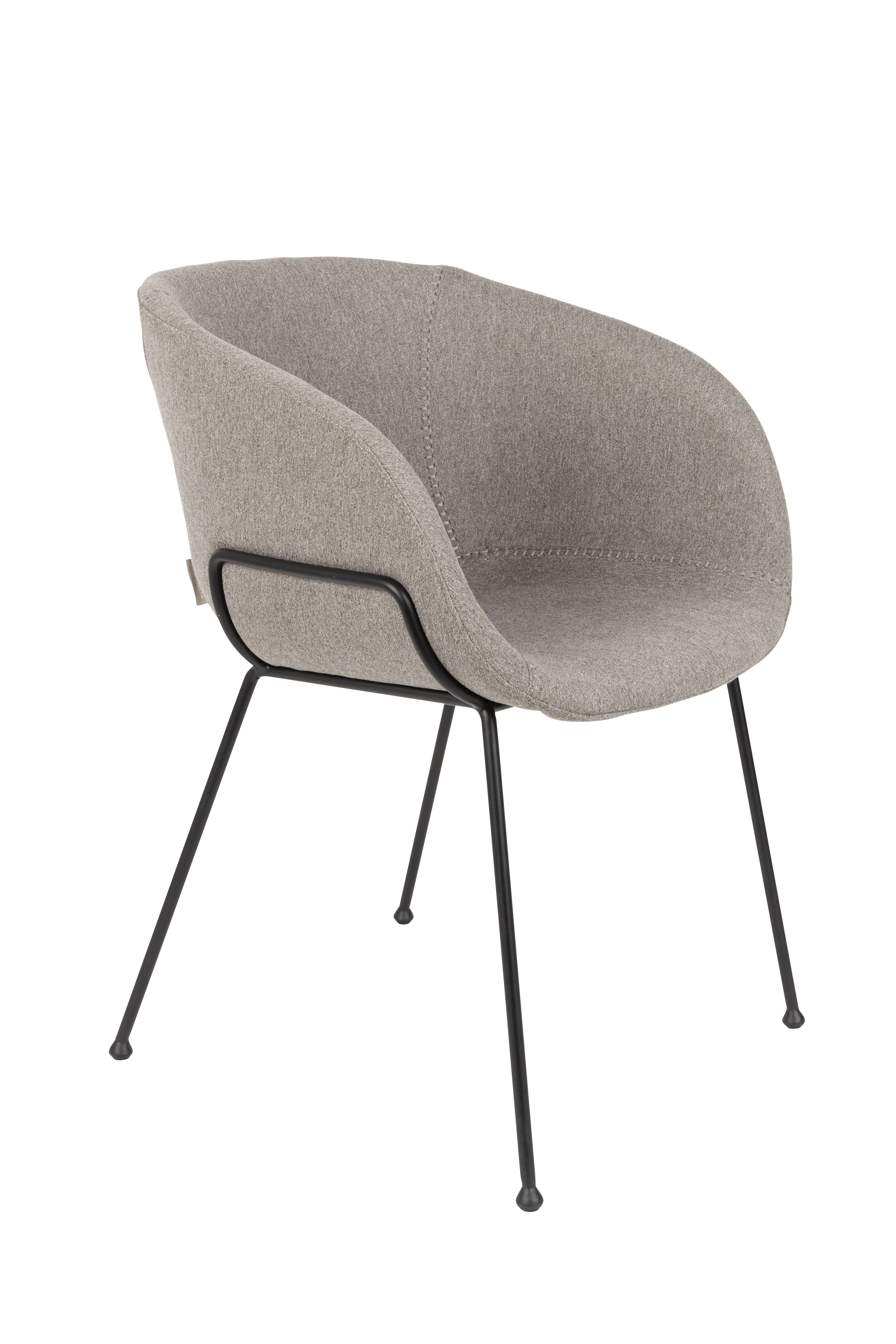 ZUIVER Feston lænestol, m. armlæn - grå polyester og sort stål