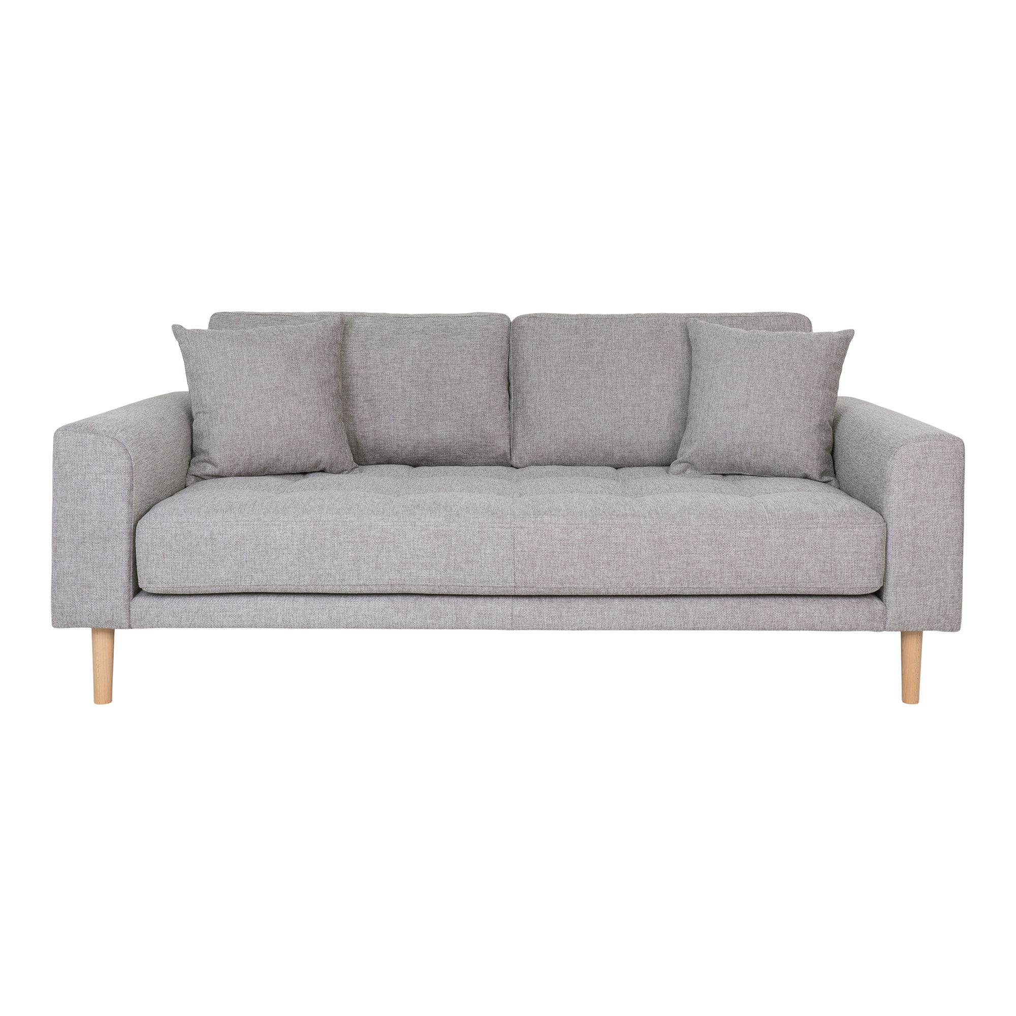 HOUSE NORDIC Lido 2,5 pers. sofa, m. 2 puder - lysegrå polyester og natur bøg