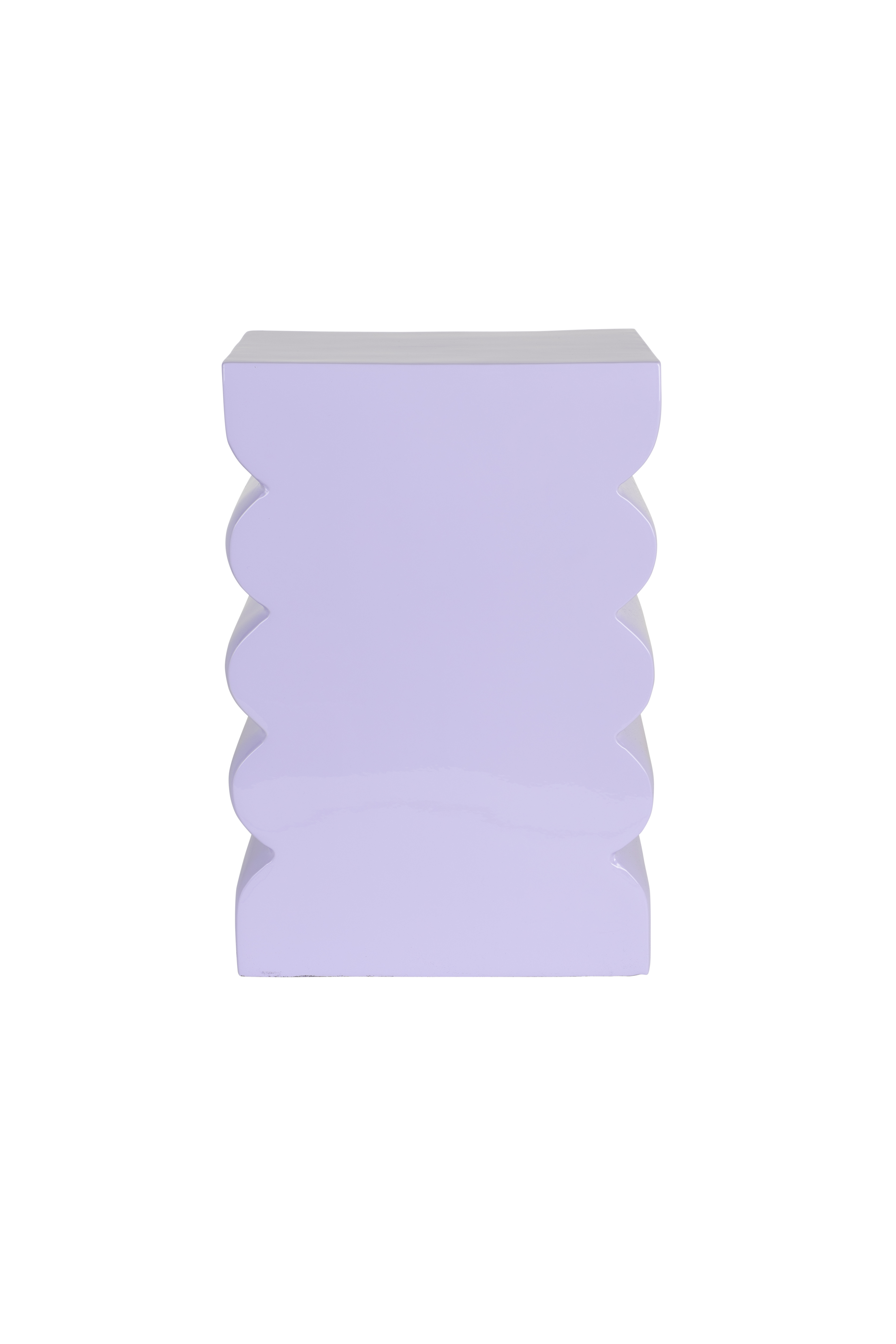 ZUIVER Curves skammel, rektangulær - blank lilla aluminium (21x30)