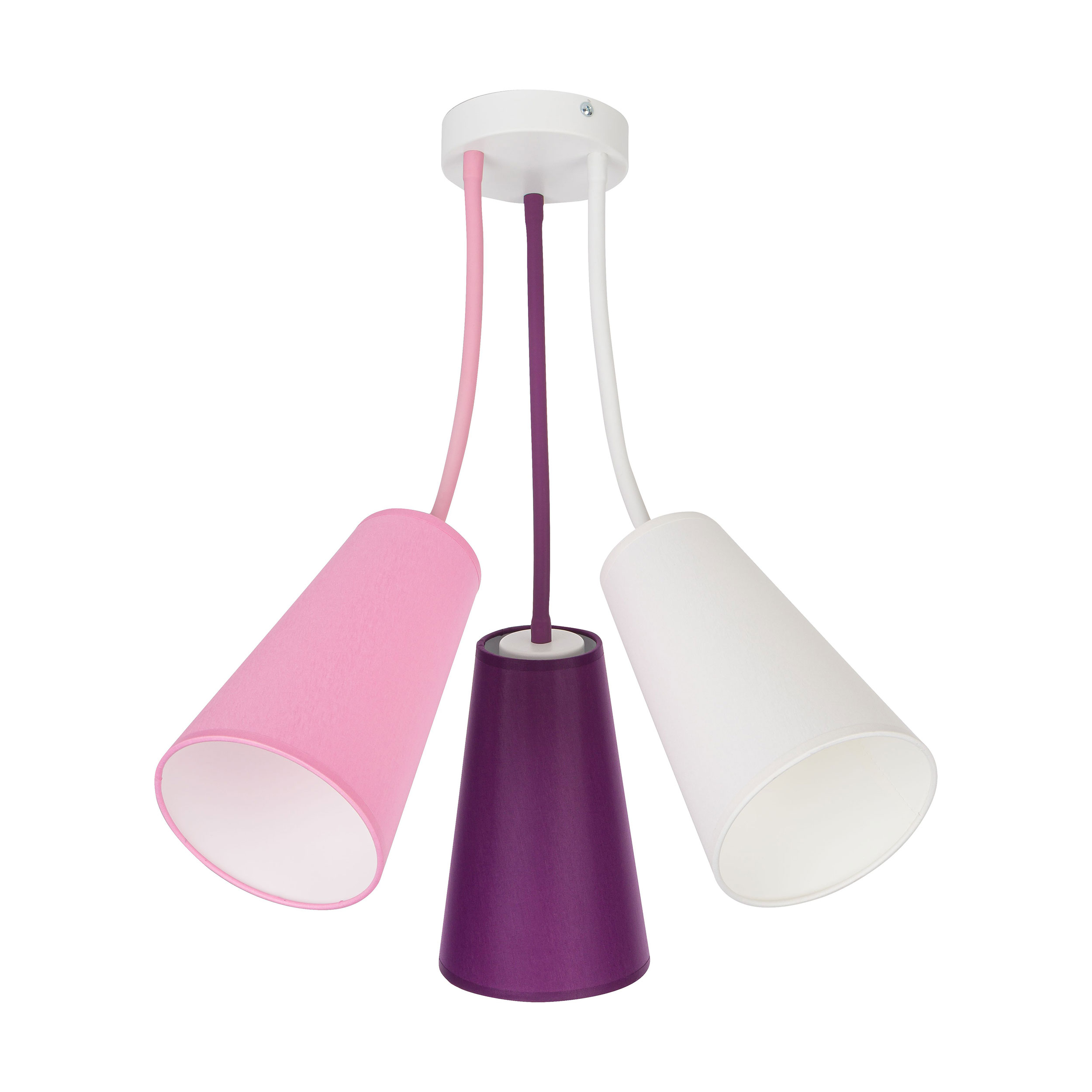 TK Wire børnelampe, m. 3 skærme - multifarvet stof og hvid metal