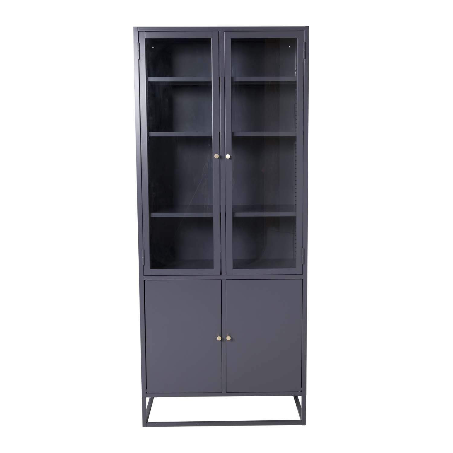 VENTURE DESIGN Bakal vitrineskab, m. 4 låger og 4 hylder - grå stål