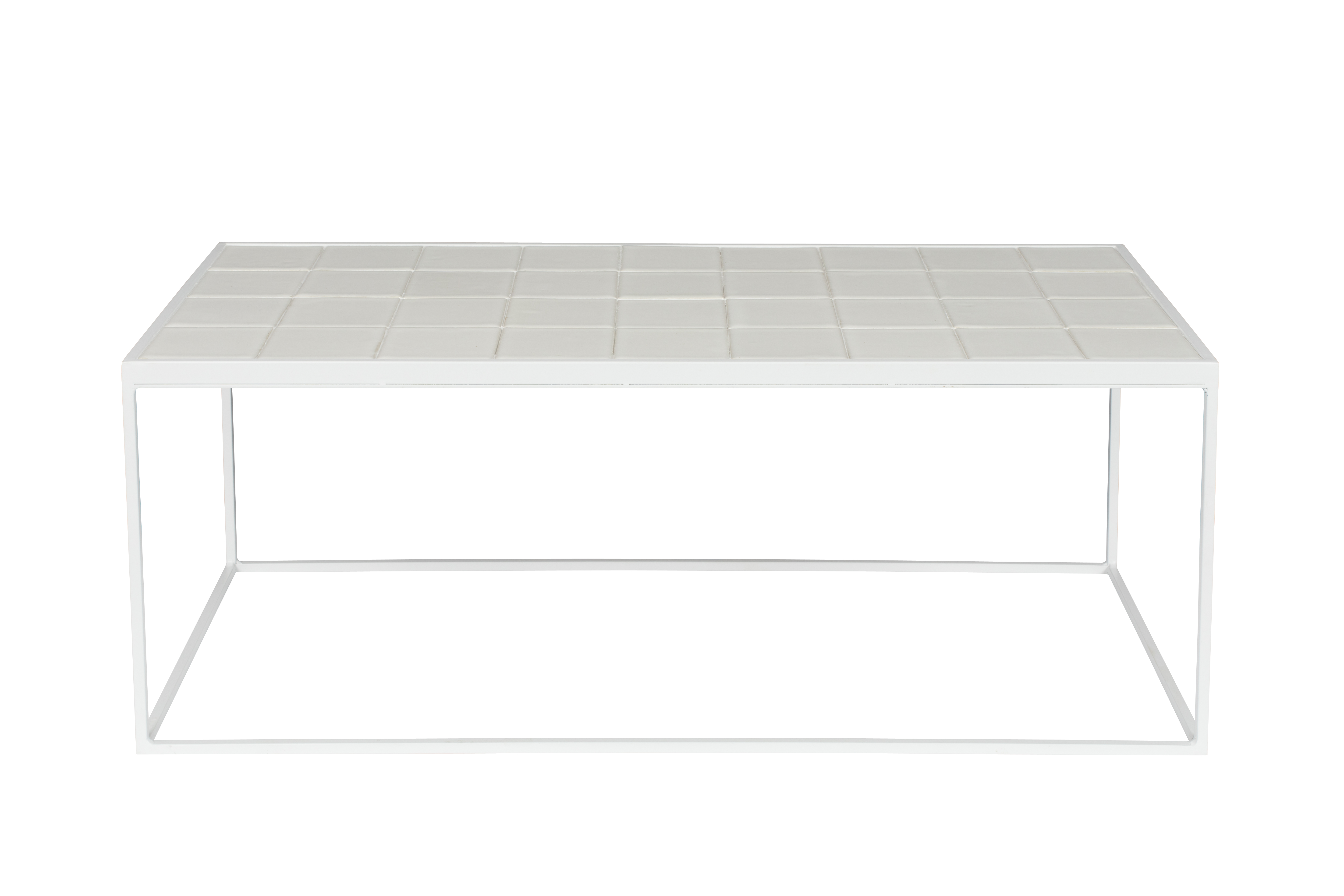 ZUIVER Glazed sofabord, rektangulær - hvid keramik og jern (93x42.5)
