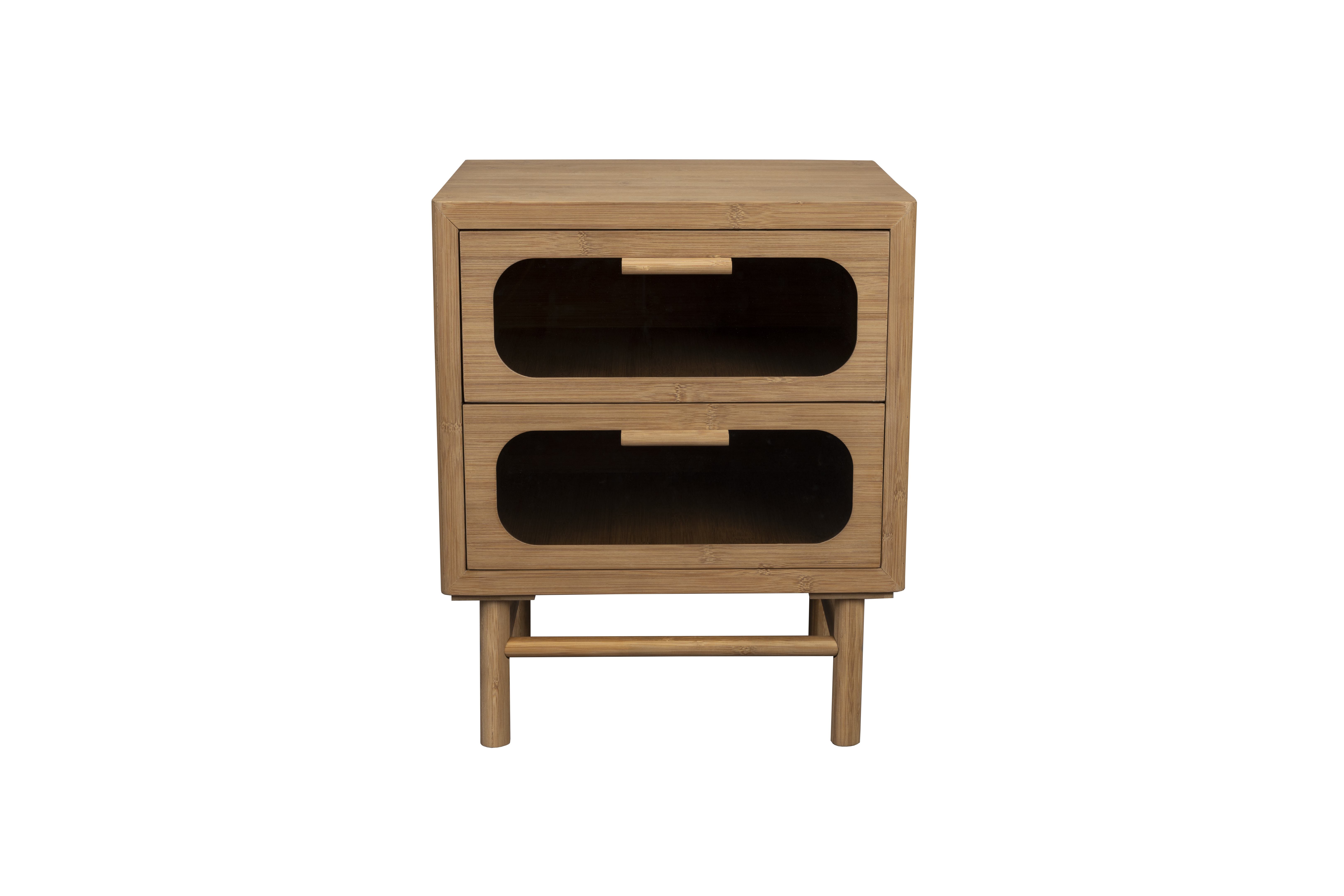 DUTCHBONE Caroun sidebord, m. 2 skuffer i røget glas - brun karboniseret bambus (45x38)