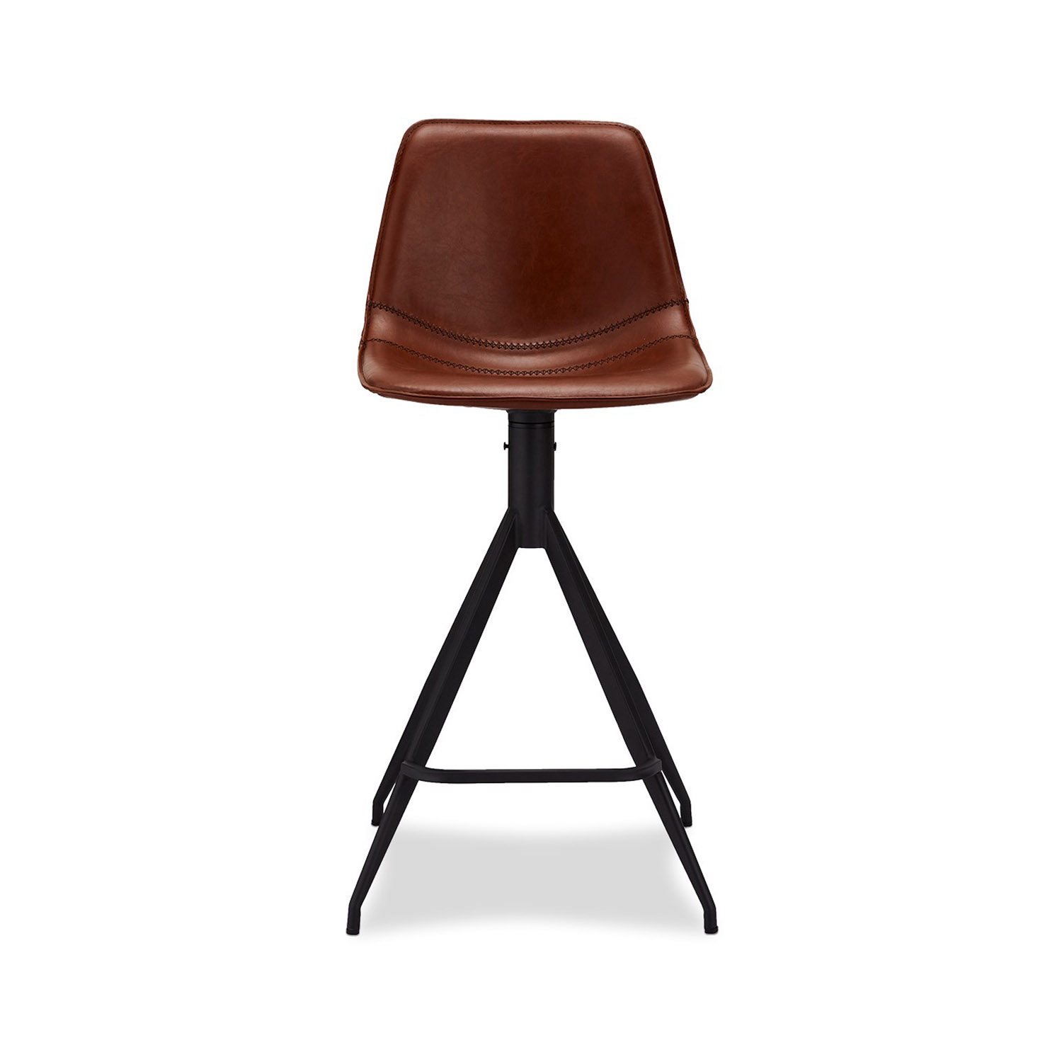 Isabel barstol, m. ryglæn og fodstøtte - lysebrun PU