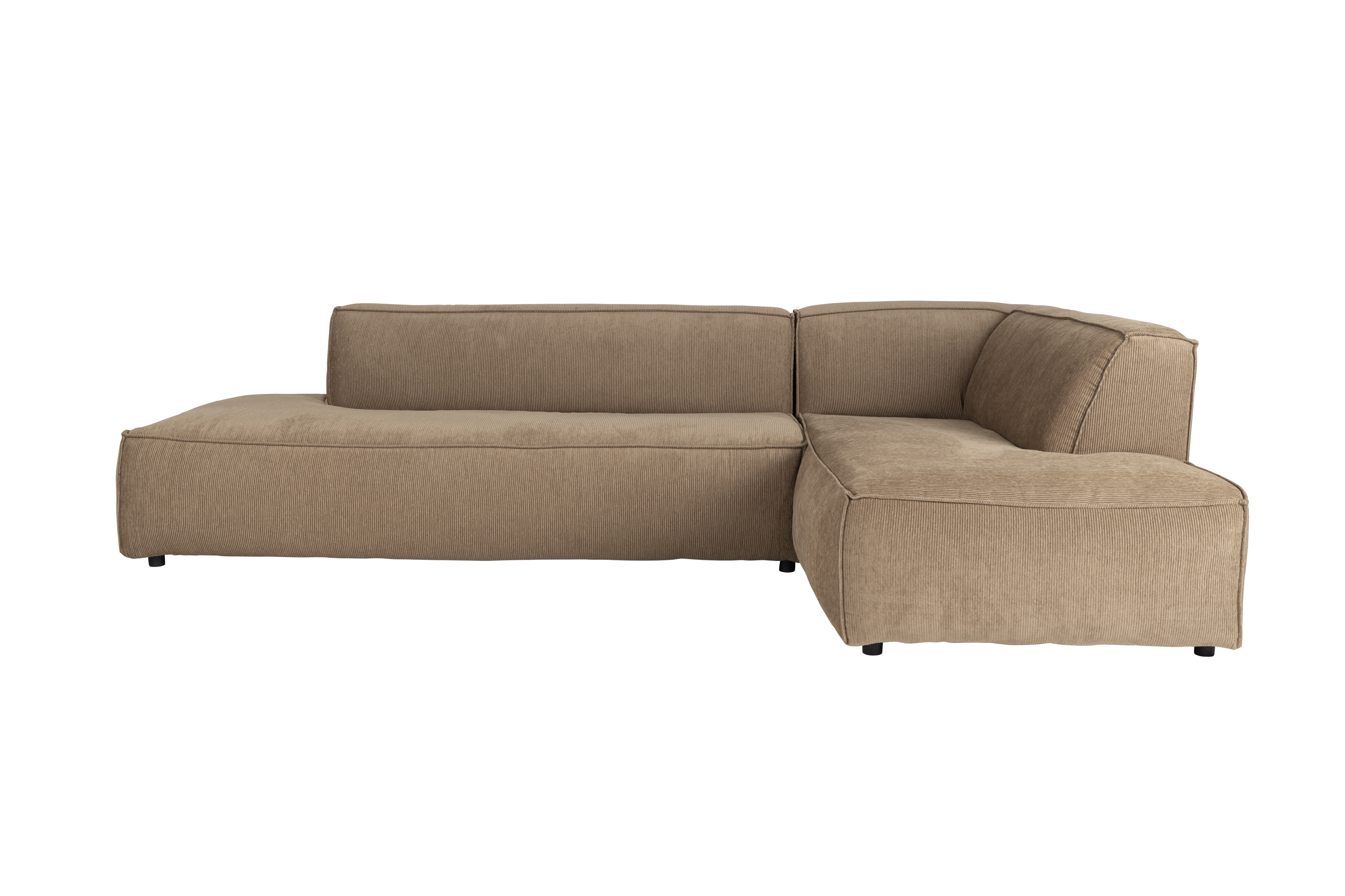 ZUIVER Fed Freddy Rib hjørnesofa, Højre - caramel fløjl polyester og plast