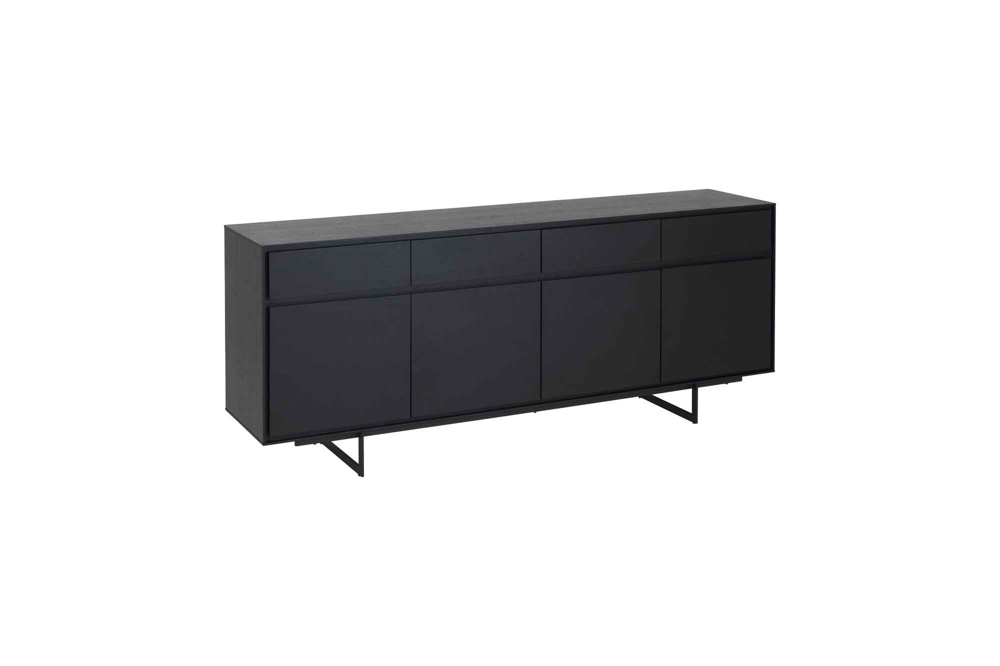 Tokyo skænk Stor, m. 4 låger, 4 skuffer og 4 hylder - sort egefinér og metal