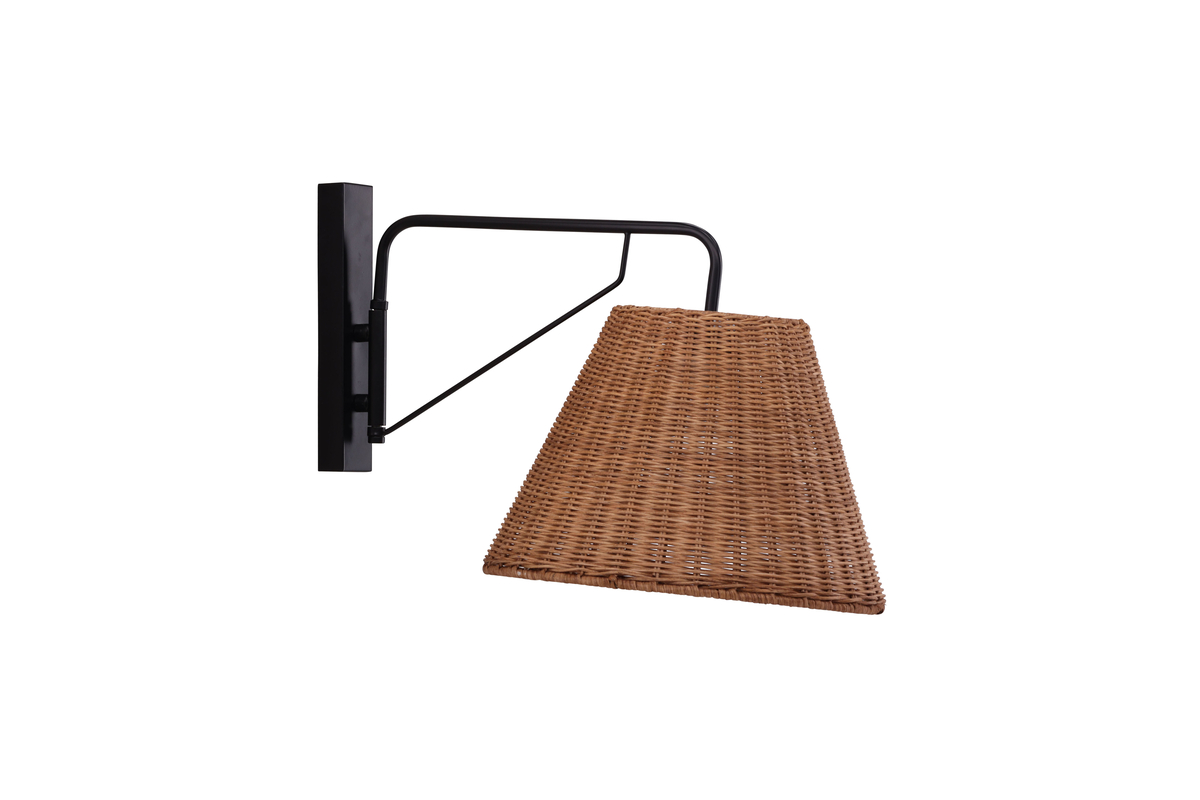 VIND COLLECTION Stala væglampe - natur rattan og sort jern