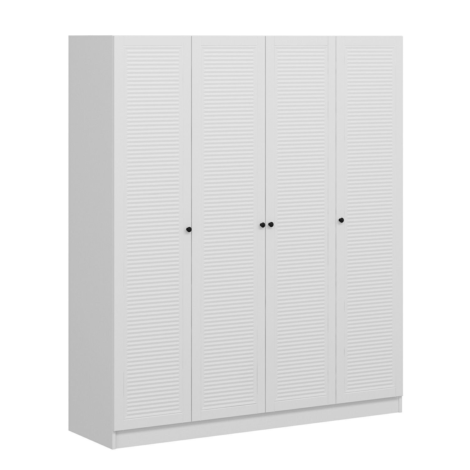 FUNZI LIVING Mebran 8391 garderobeskab, 4 låger, 1 bøjlestang, 2 skuffer - hvid melamin