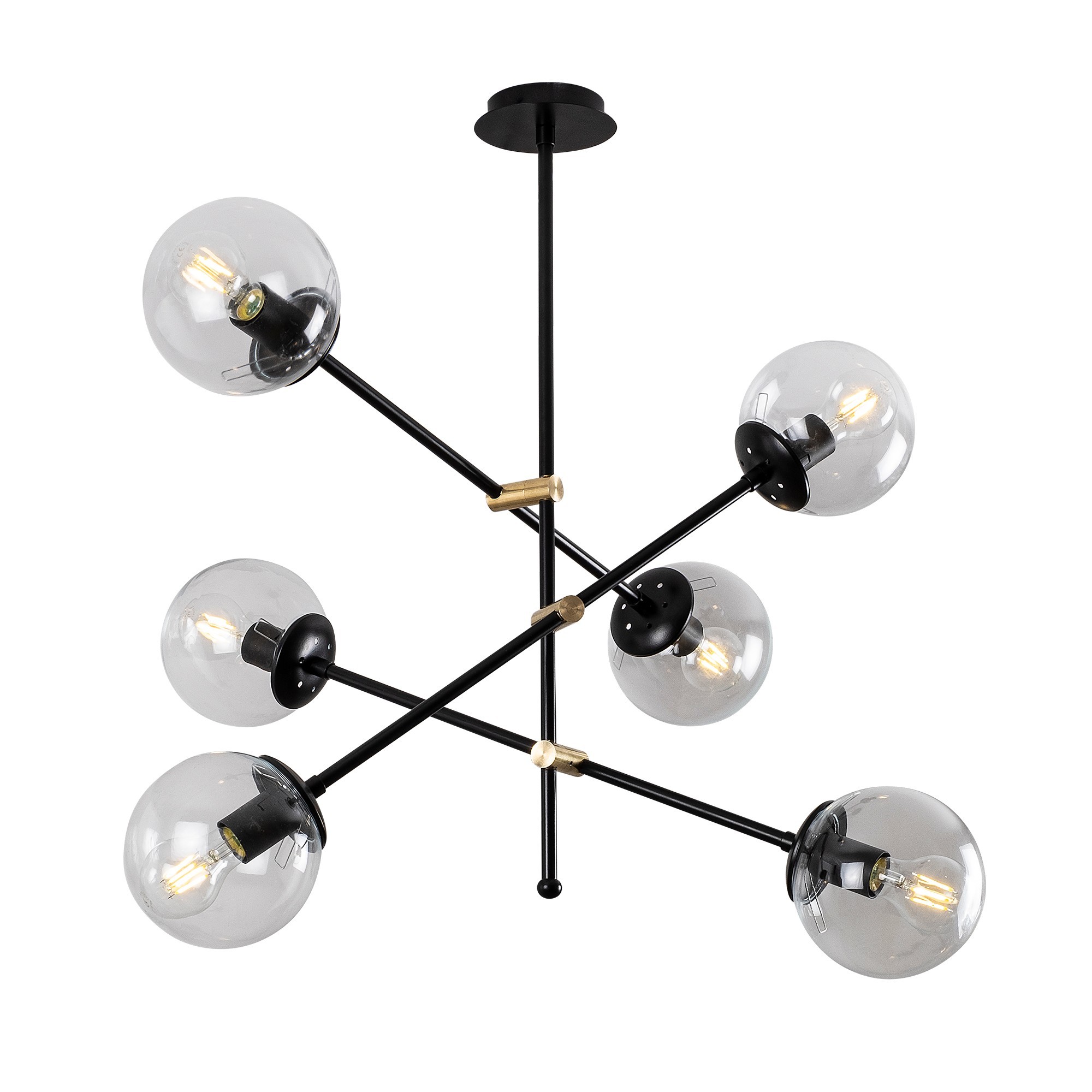 LUMI Marbella loftlampe - glas og sort metal