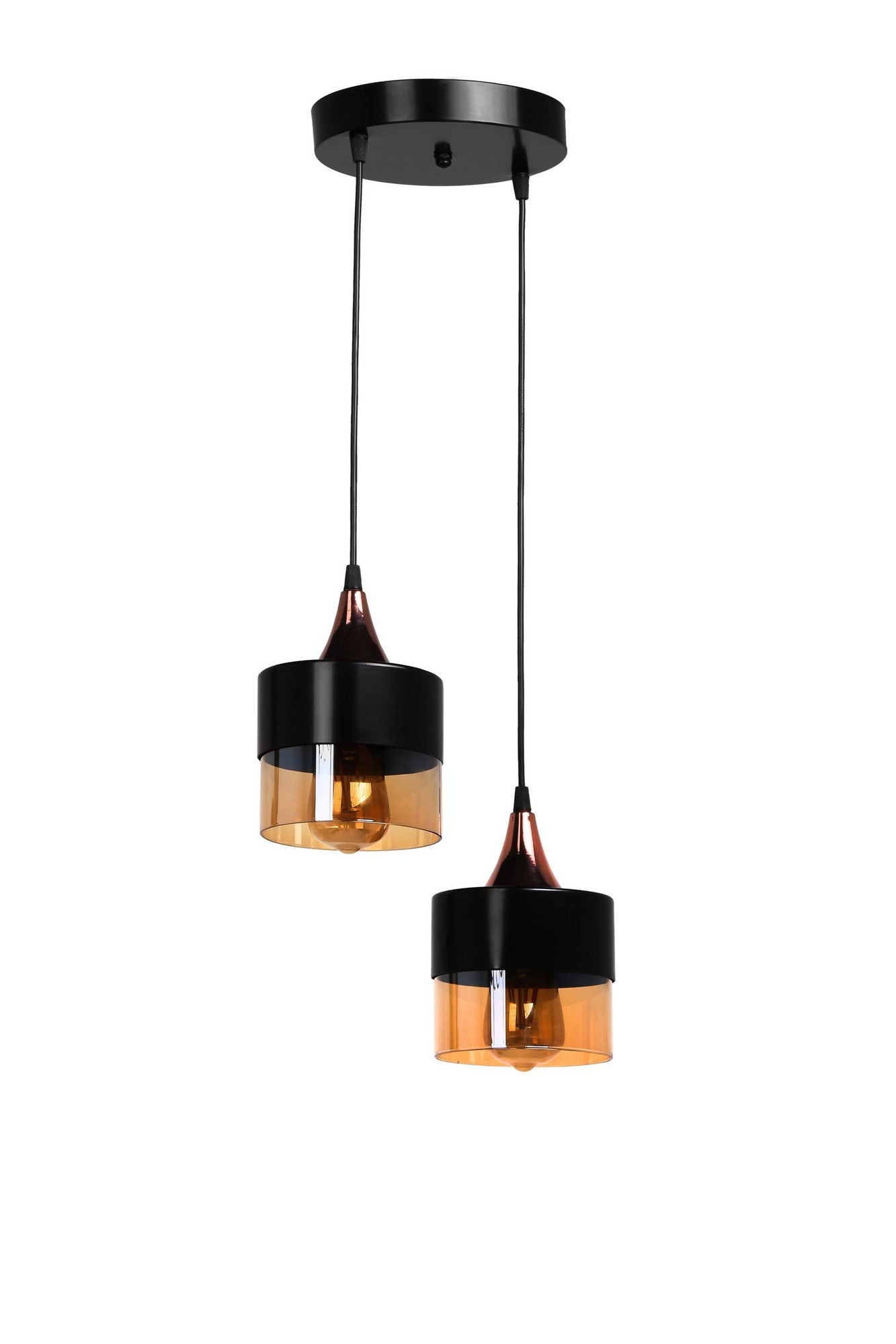 LUMI Coimbra loftlampe - kobber glas og sort metal