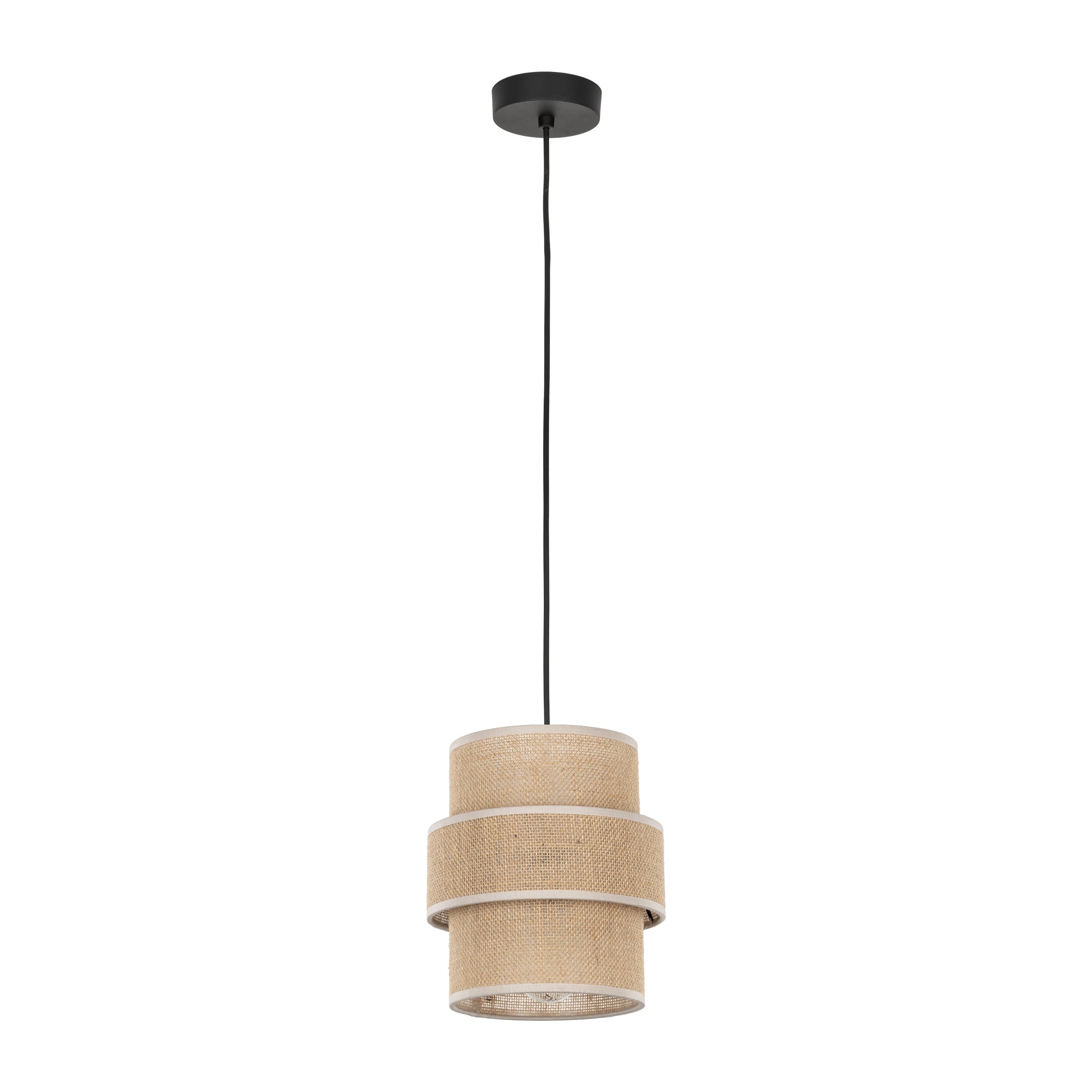 TK Calisto loftlampe - natur jute og sort metal