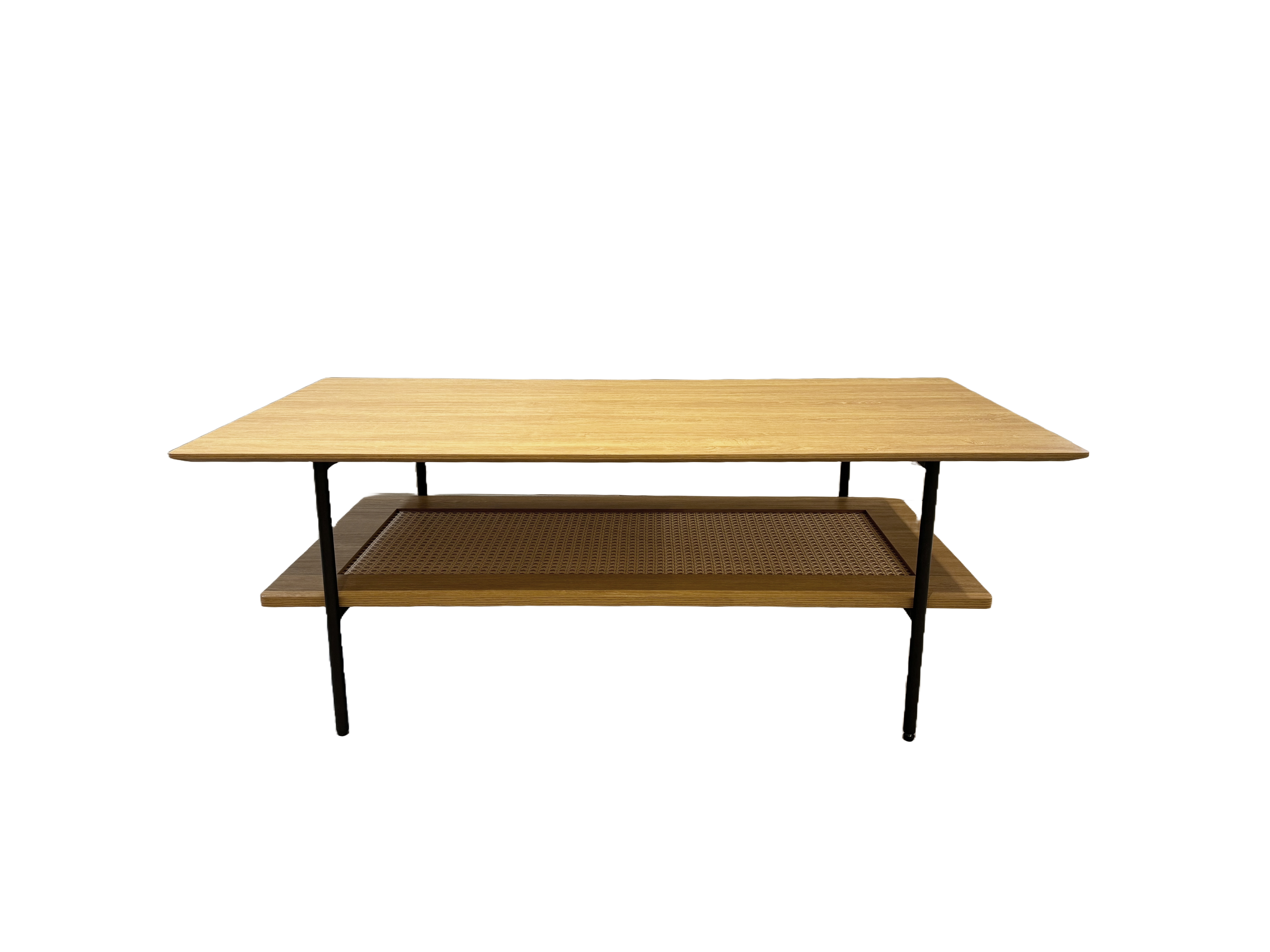 Pensacola sofabord, m. 1 hylde, rektangulær - natur eg melamin og natur polyrattan (55x110)