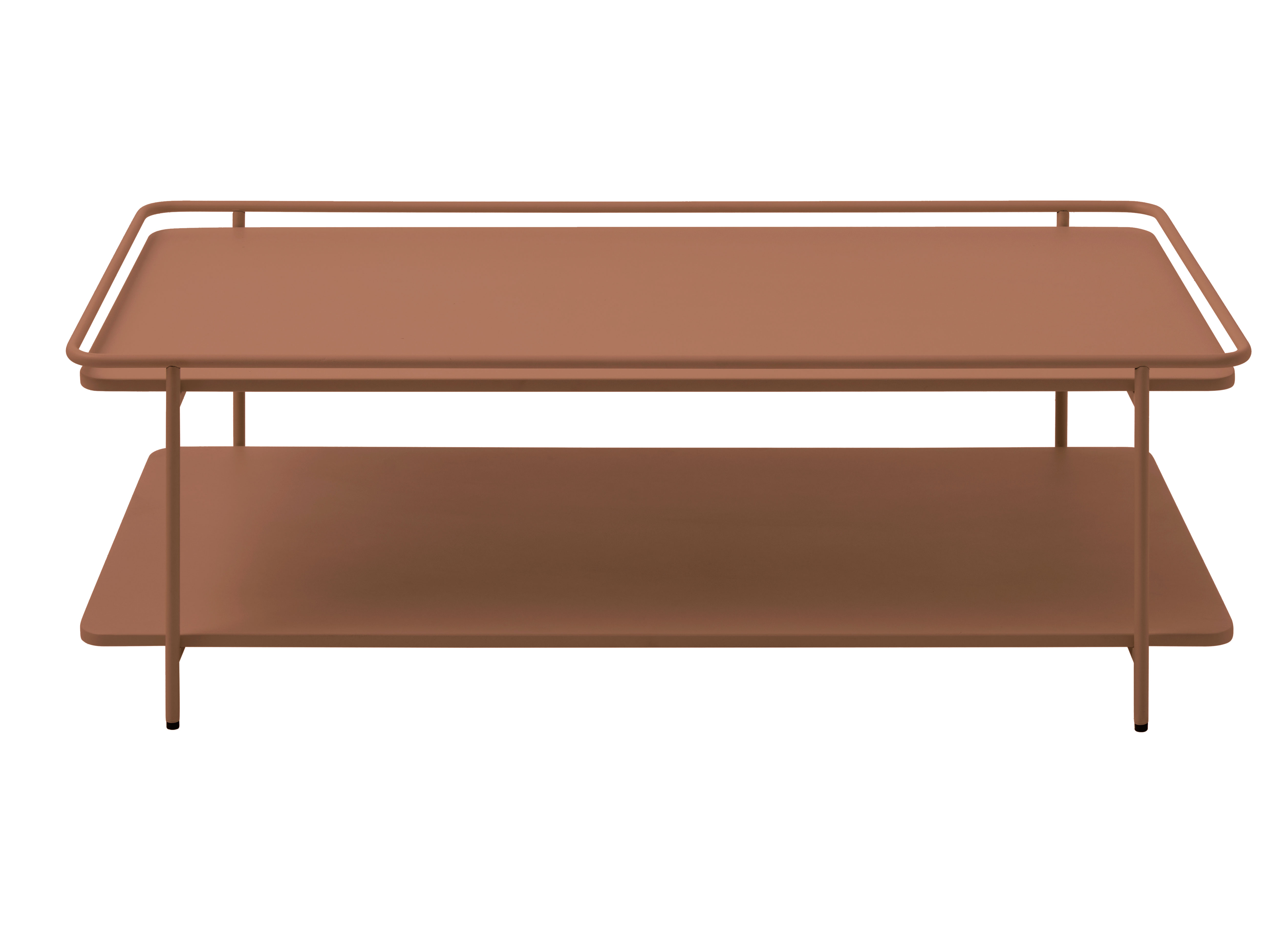 Yuba sofabord, m. 1 hylde, rektangulær - terracotta metal (55x110)