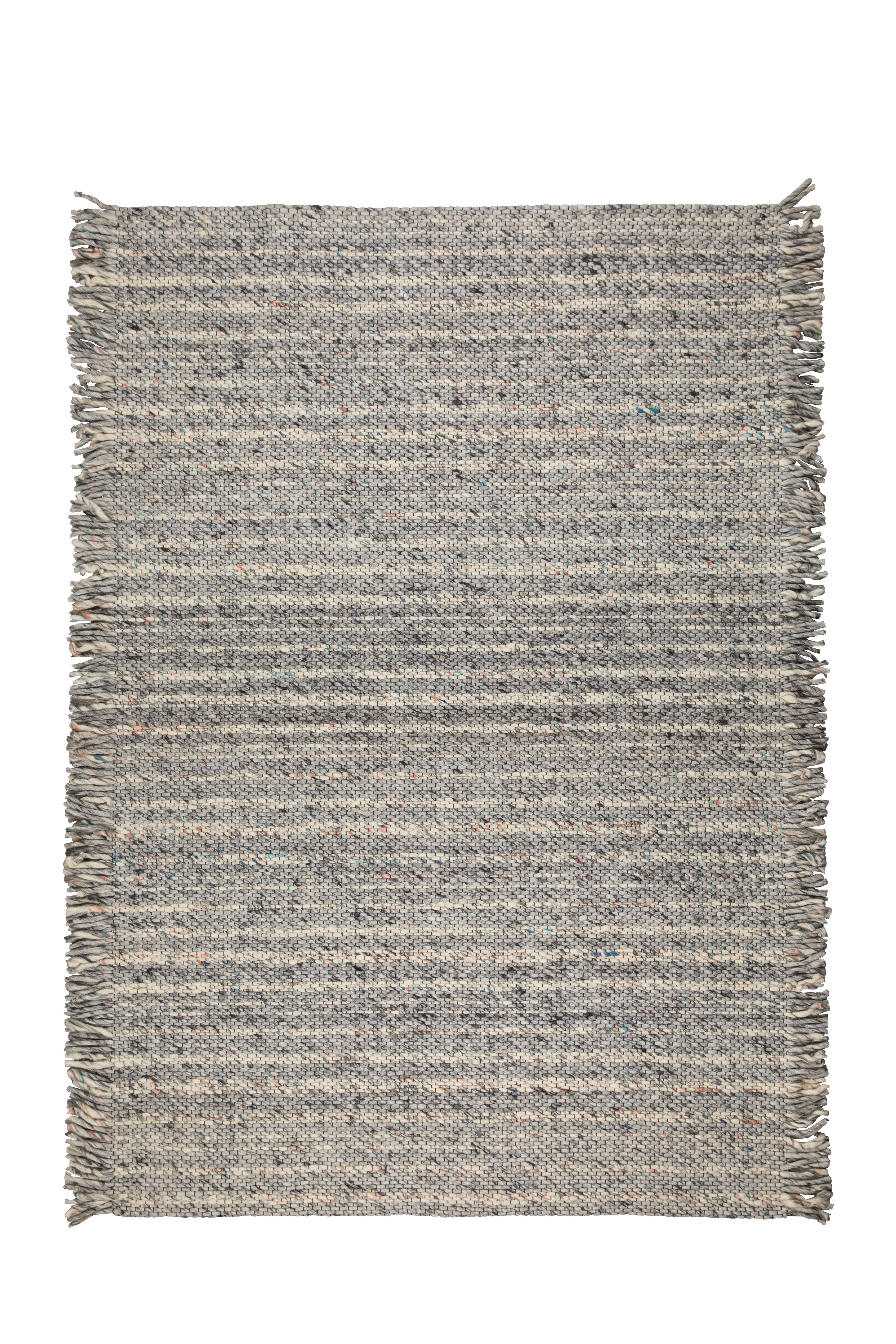 ZUIVER Frills gulvtæppe, m. frynser - grå blå uld (170x240)