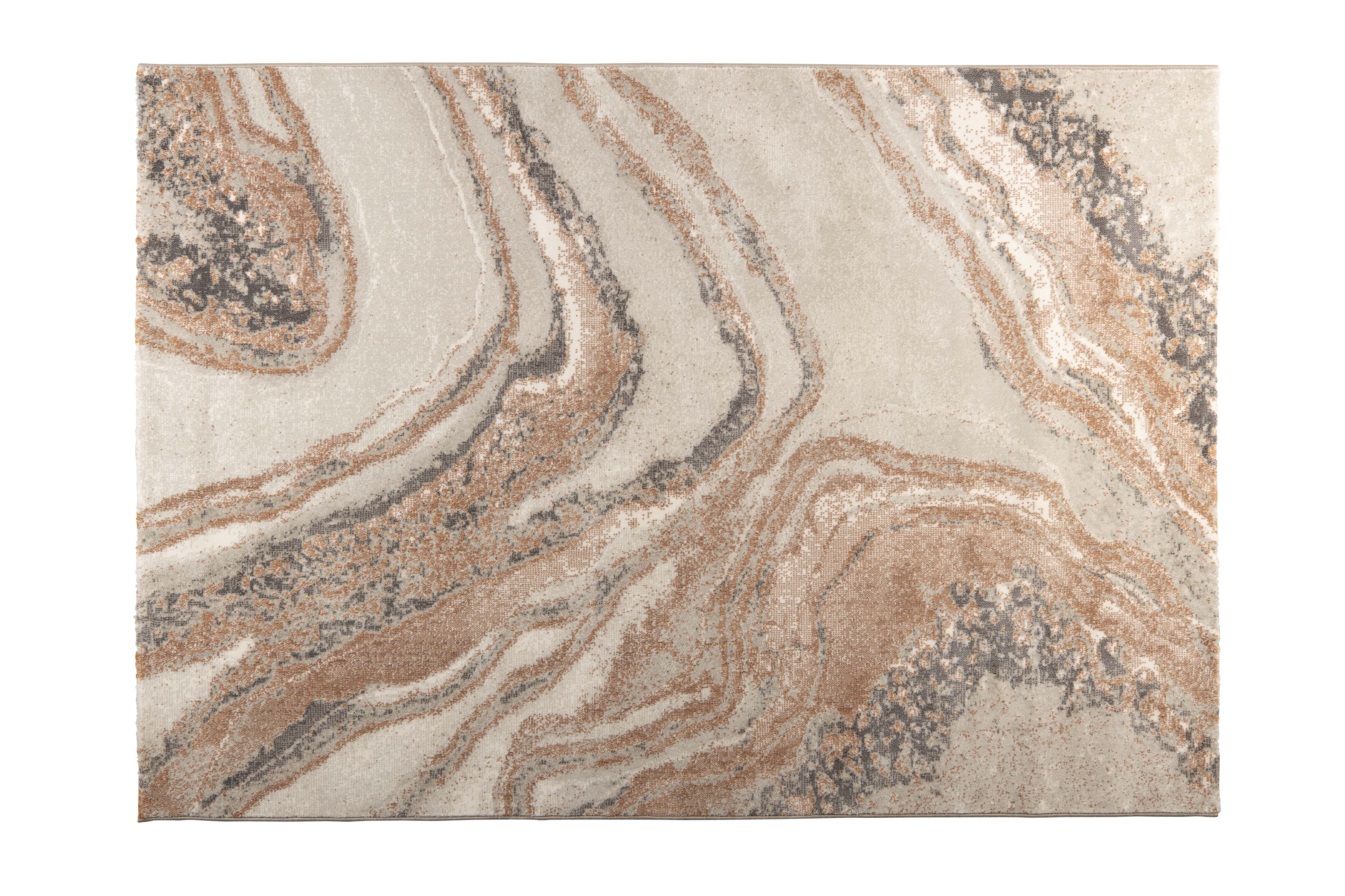 ZUIVER Solar gulvtæppe, m. mønster, rektangulær - grå og terra decolan (200x290)