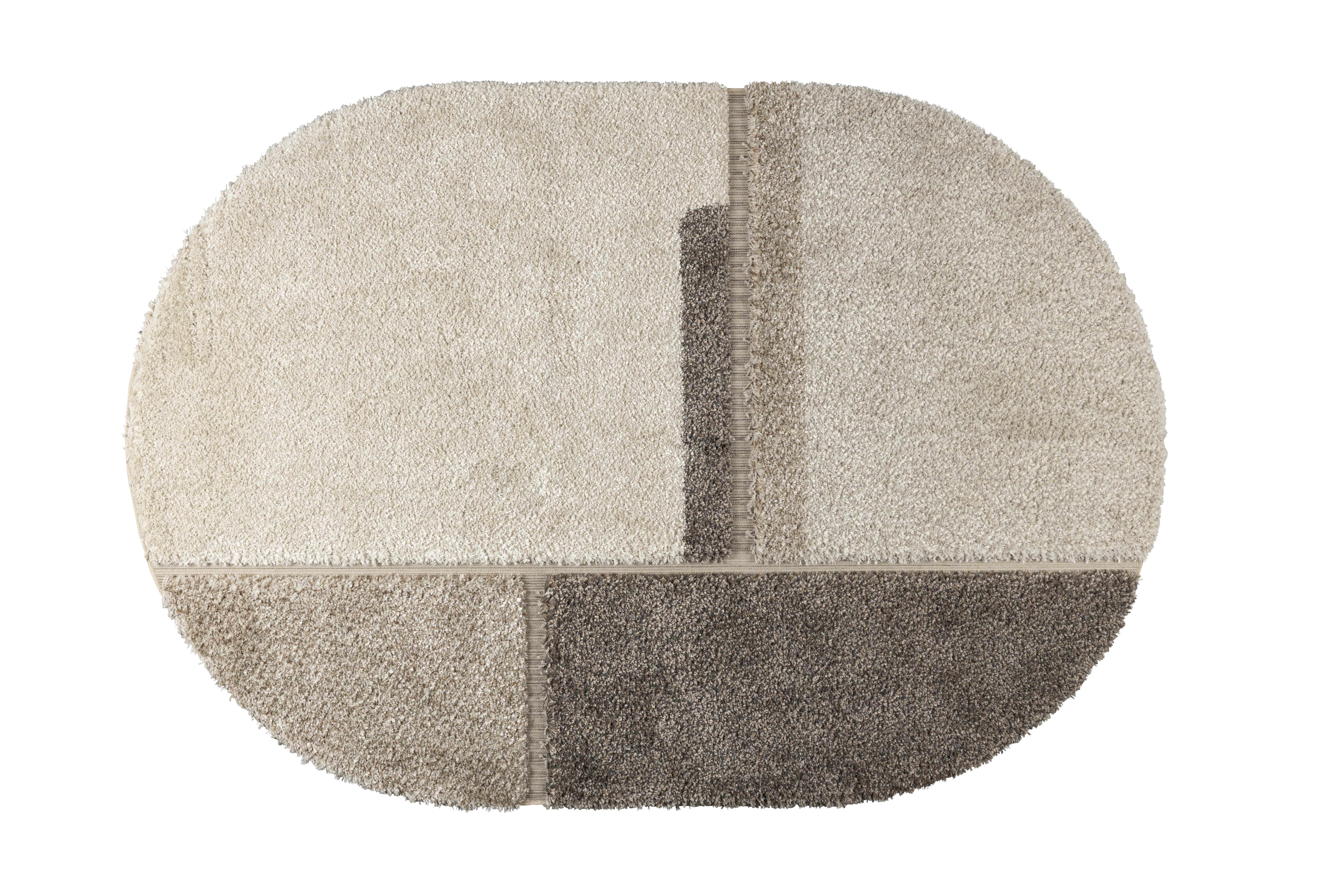ZUIVER Zest gulvtæppe, m. mønster, oval - grå uld (160x230)
