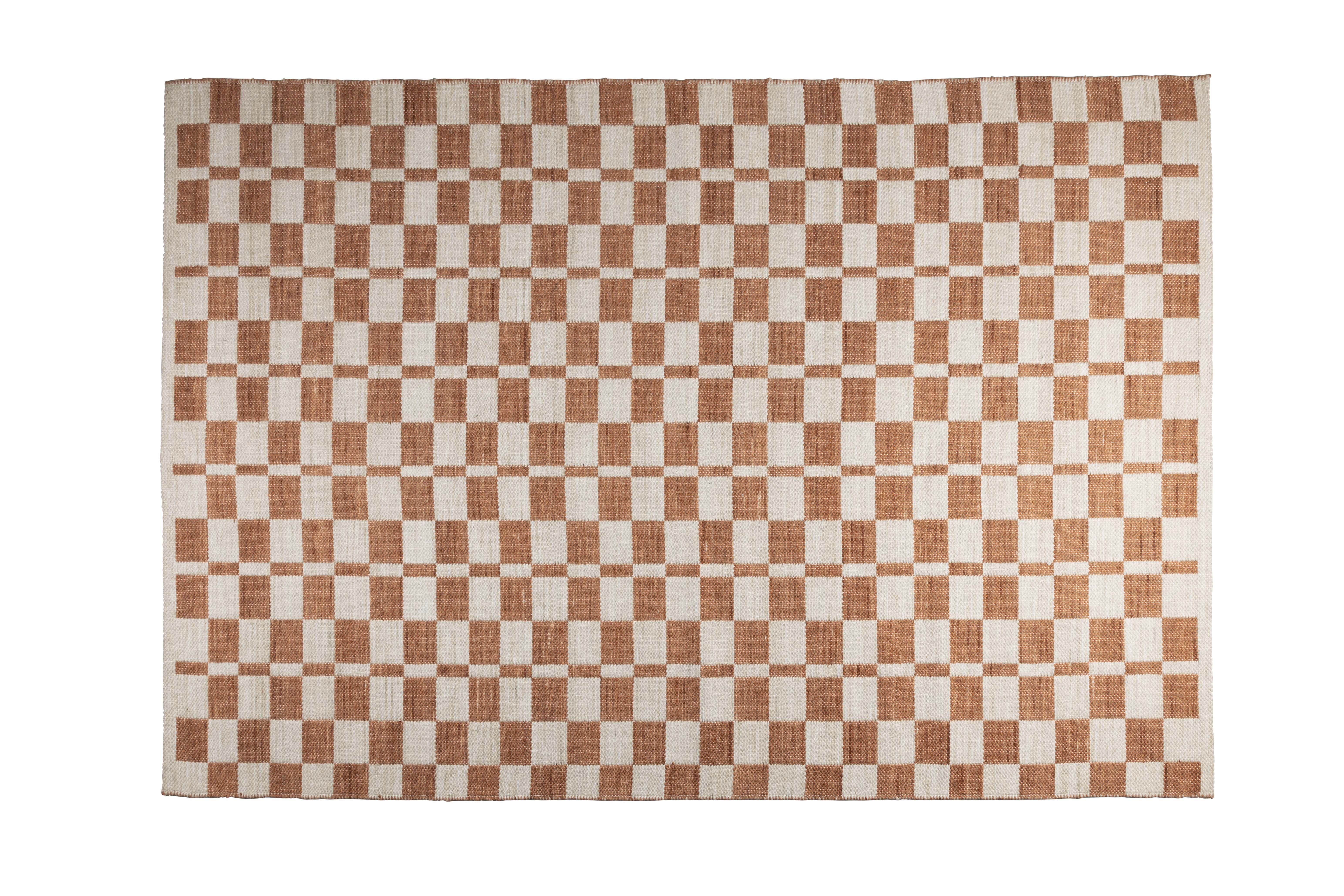 ZUIVER Checker gulvtæppe, m. mønster - beige genbrugsplastik (160x230)