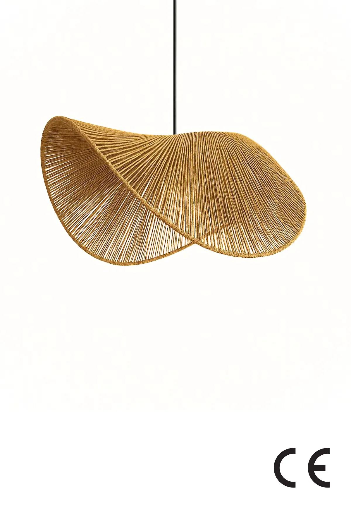 NORDVÄRK BK075 loftlampe, justerbar højde - gul raffia