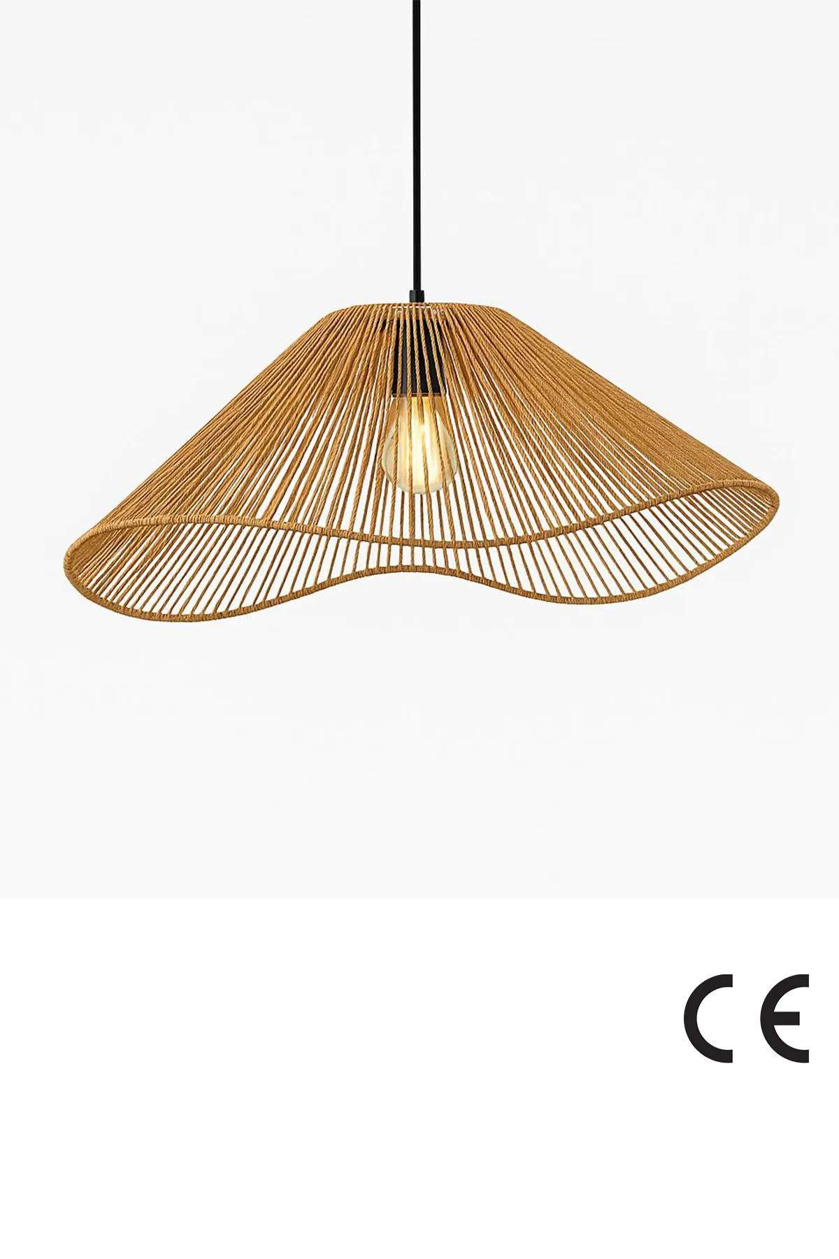 LUMI BK086 loftlampe, justerbar højde - orange raffia