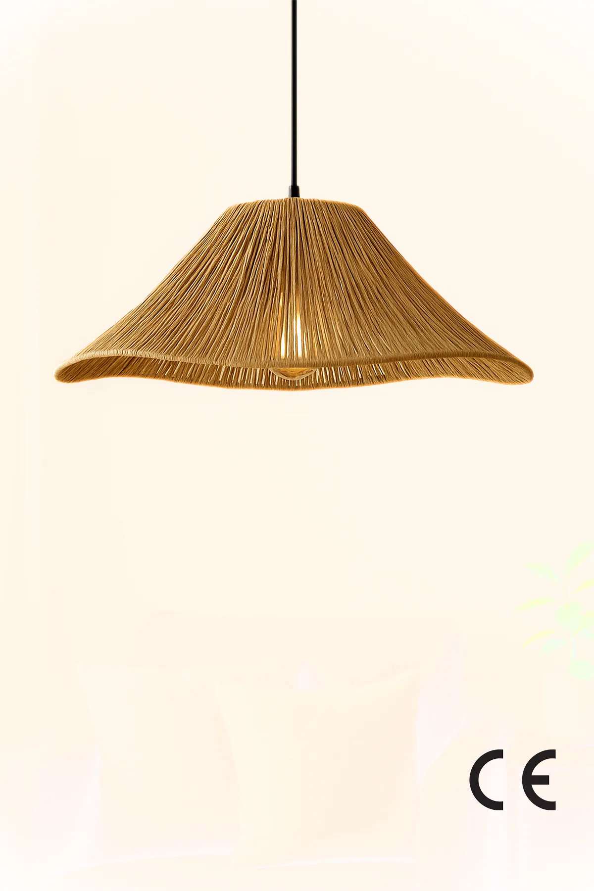 LUMI Mirae loftlampe, justerbar højde - beige makramé