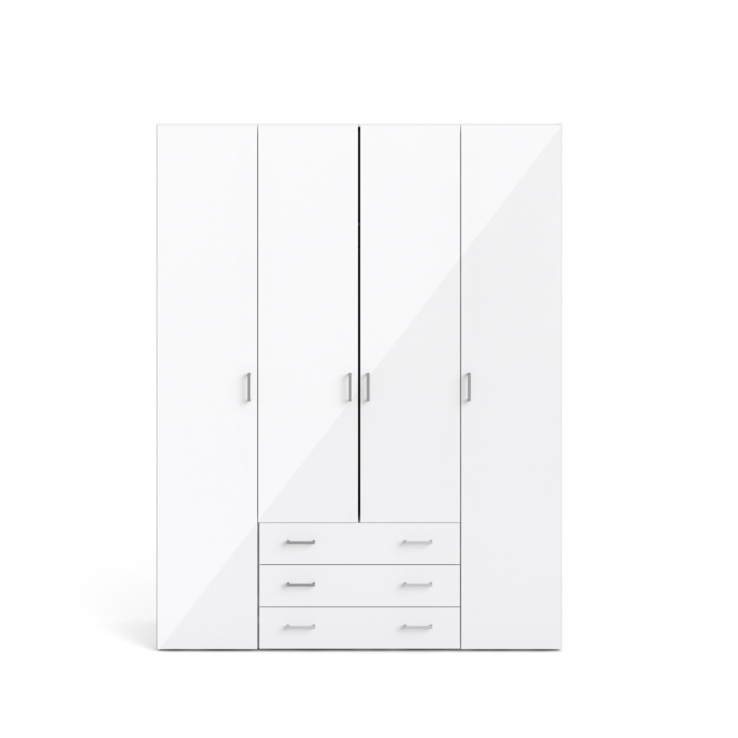 TVILUM Space garderobeskab - hvid/hvid højglans, m. 4 låger og 3 skuffer