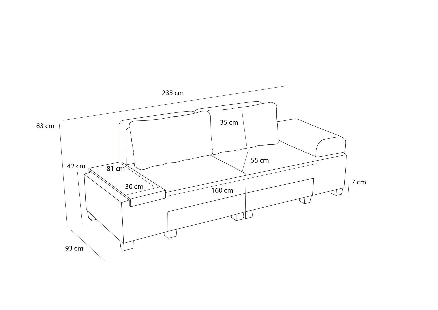NORDVÄRK Perenna Chenille - Creme 3-sæders sovesofa